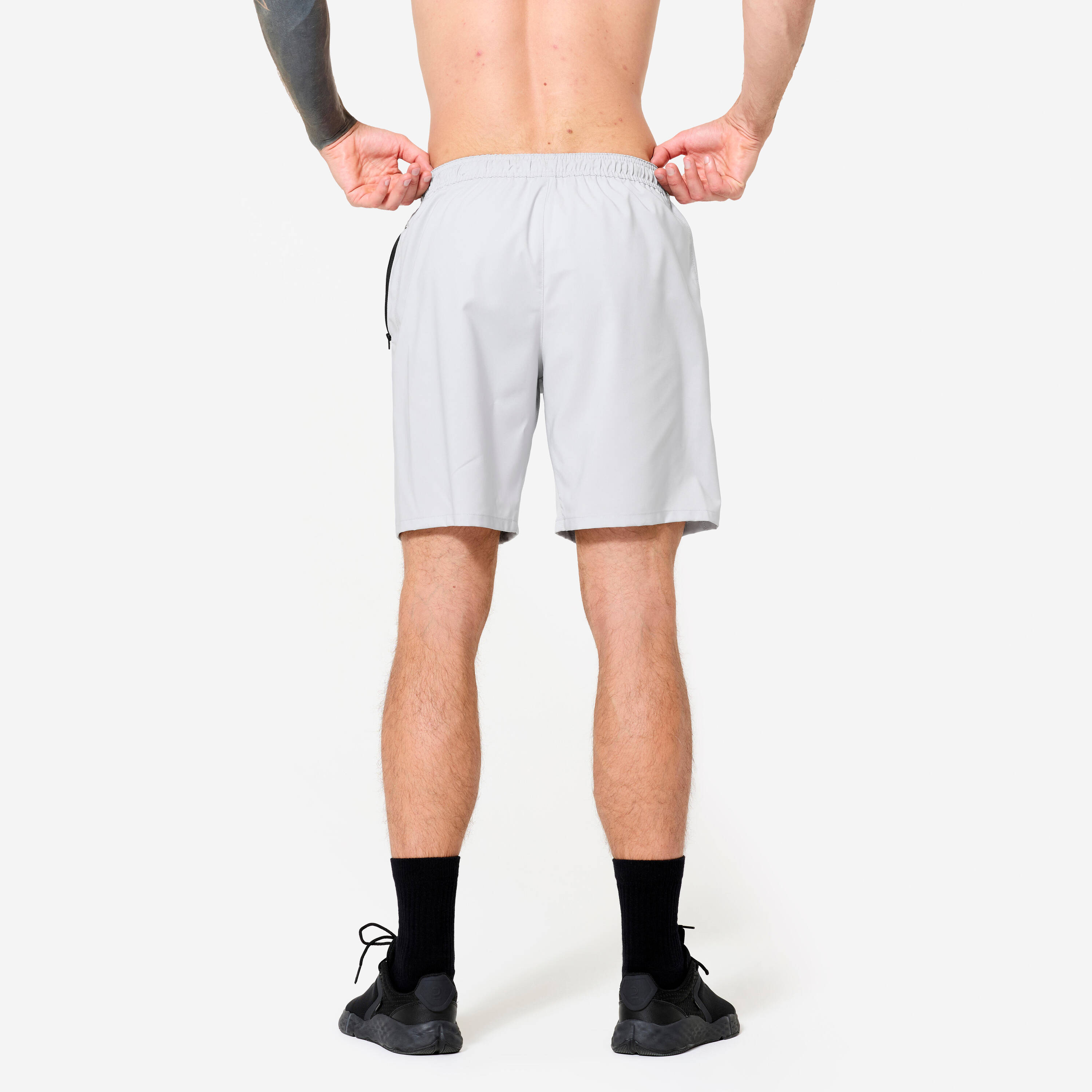 Men's Breathable Fitness Shorts with Zipped Pockets - Pearl Grey -  5