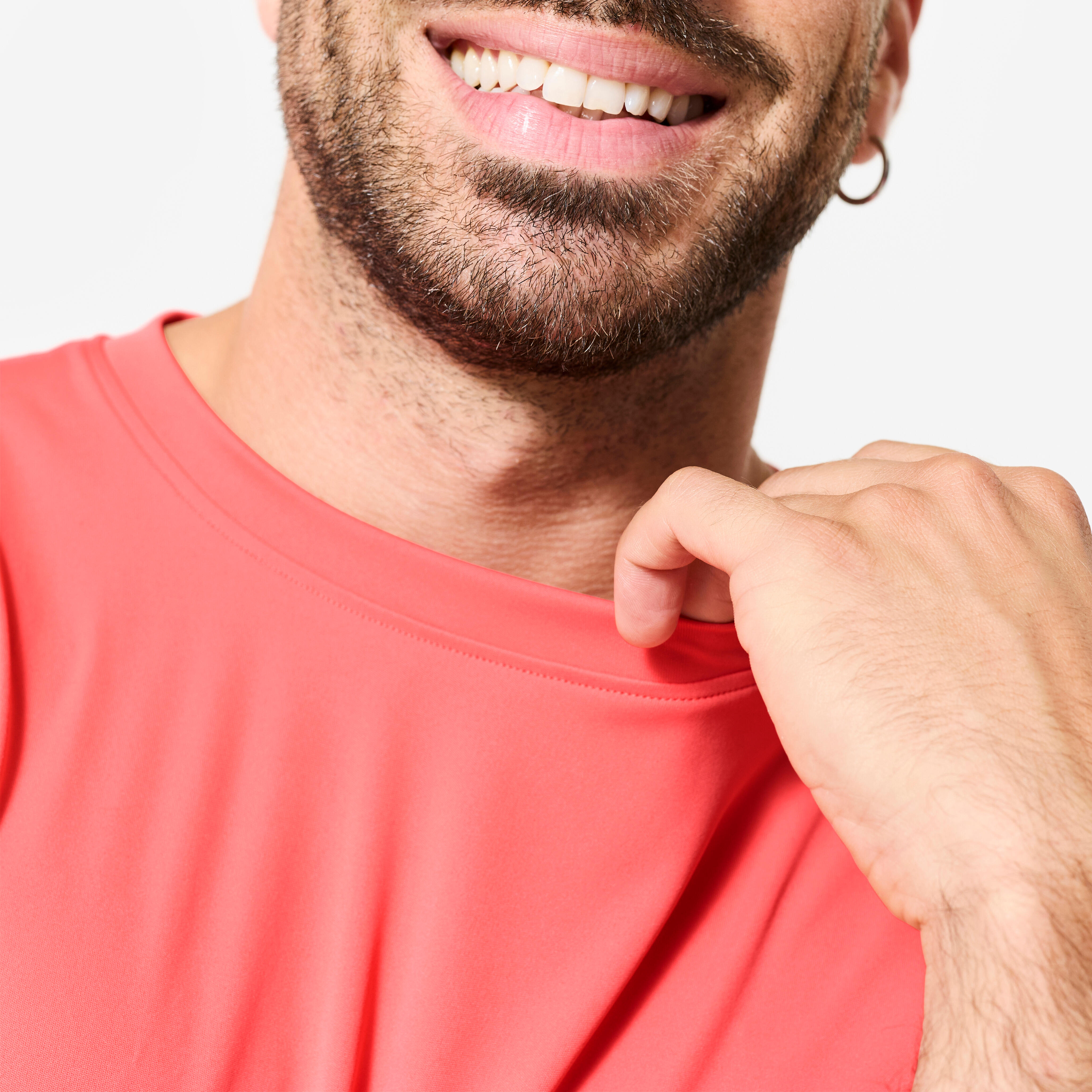 Short-Sleeved Crew Neck Breathable Men's Gym Fitness T- Shirt 120- Pomelo Pink