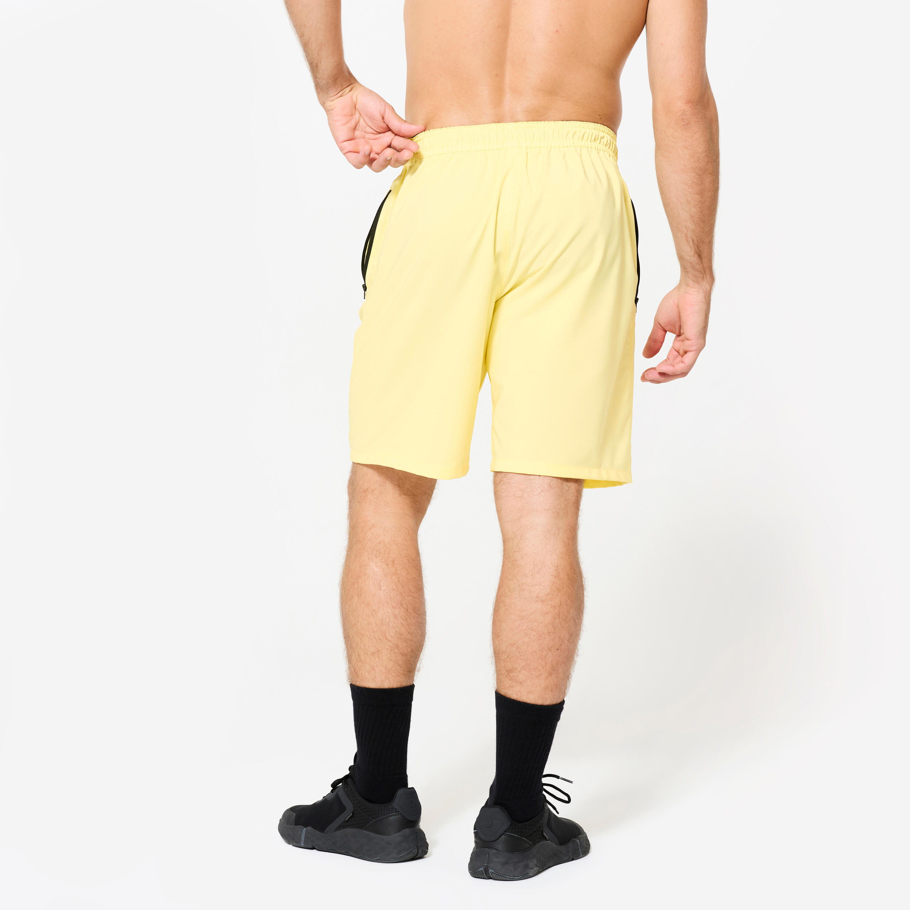 Fitness Shorts with Zipped Pockets - Pastel Yellow 4/7