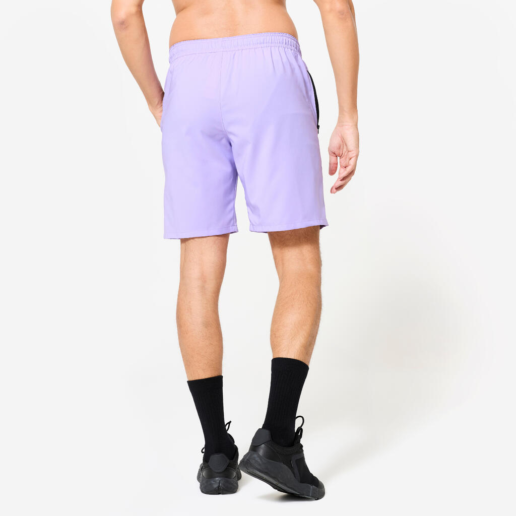 Short de fitness respirant poches zippées homme, violet cerise