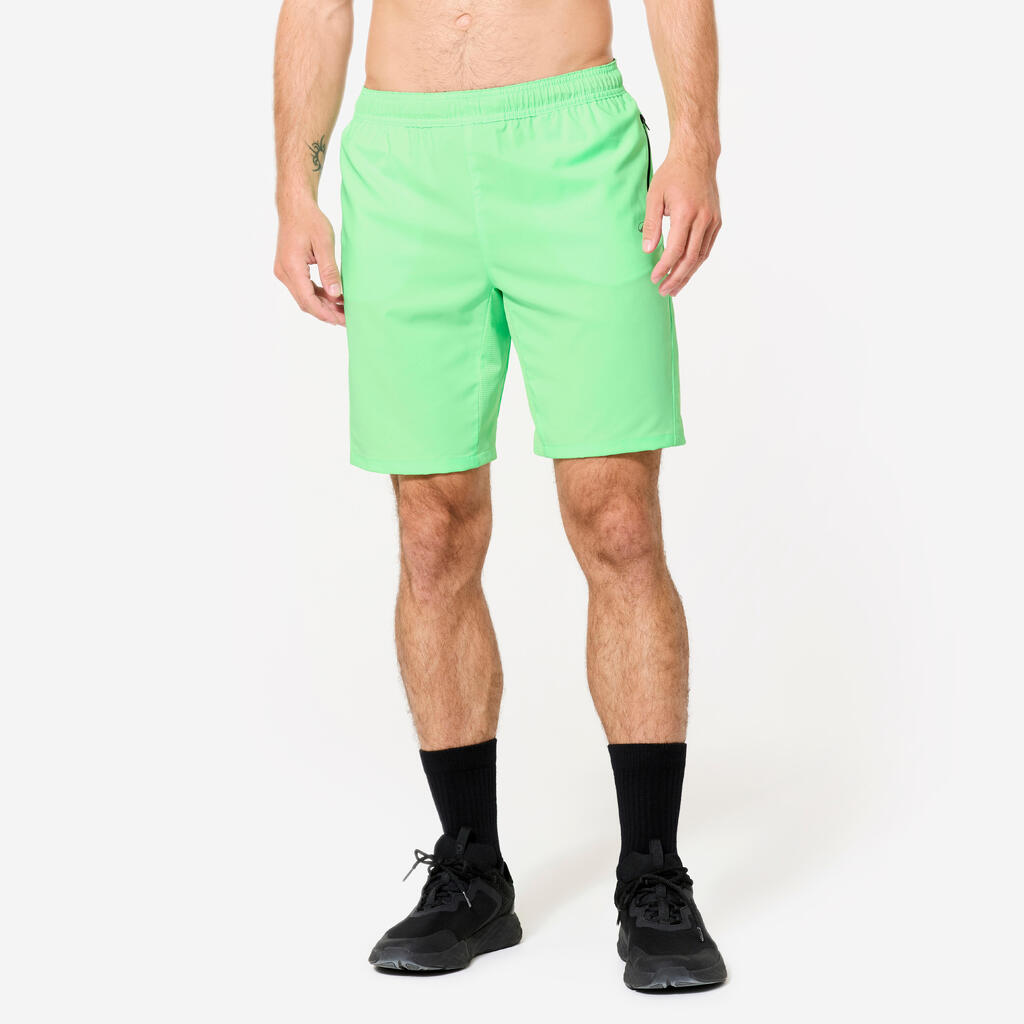 Short de fitness respirant poches zippées homme, violet cerise