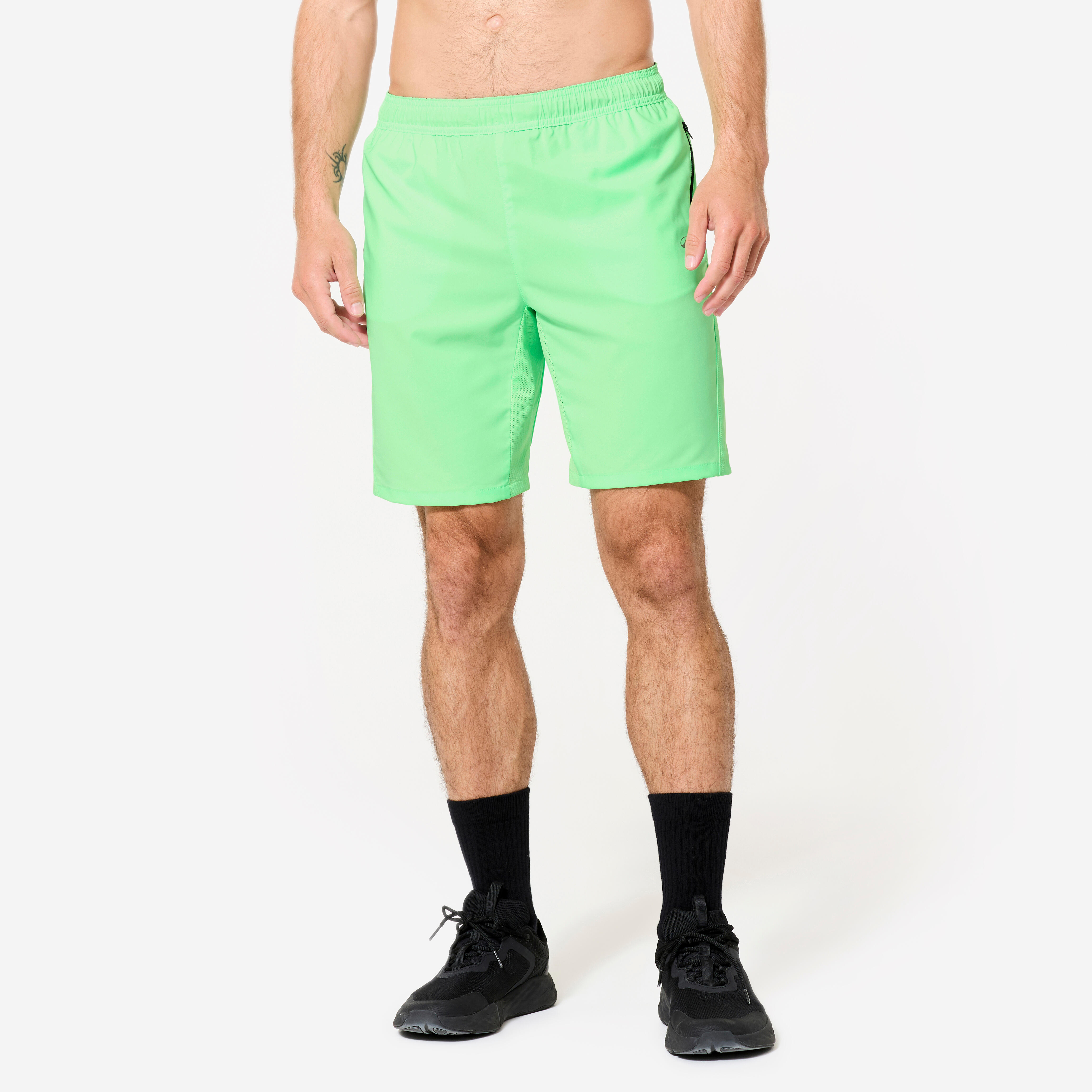 Calções de fitness bolsos com fecho verde néon