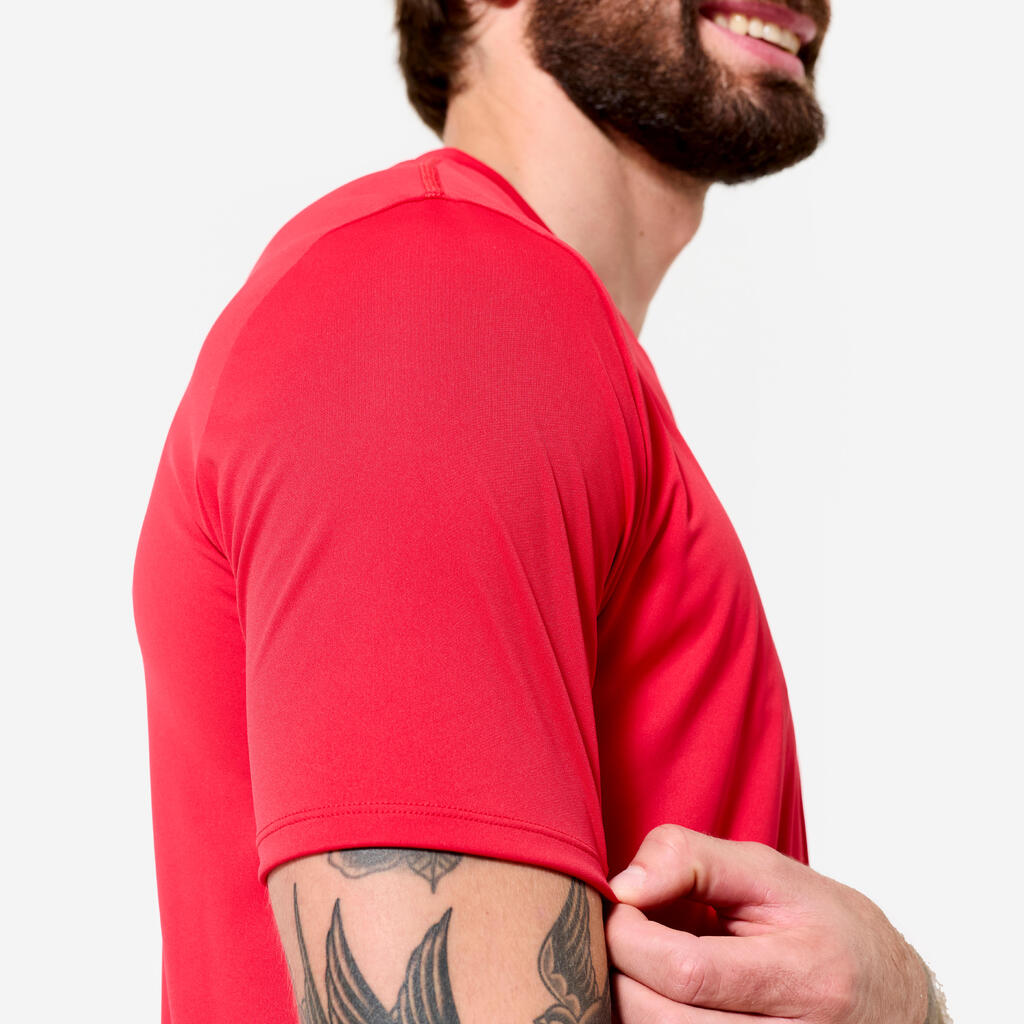Men's Breathable Short-Sleeved Crew Neck Fitness T-Shirt - Passion Red