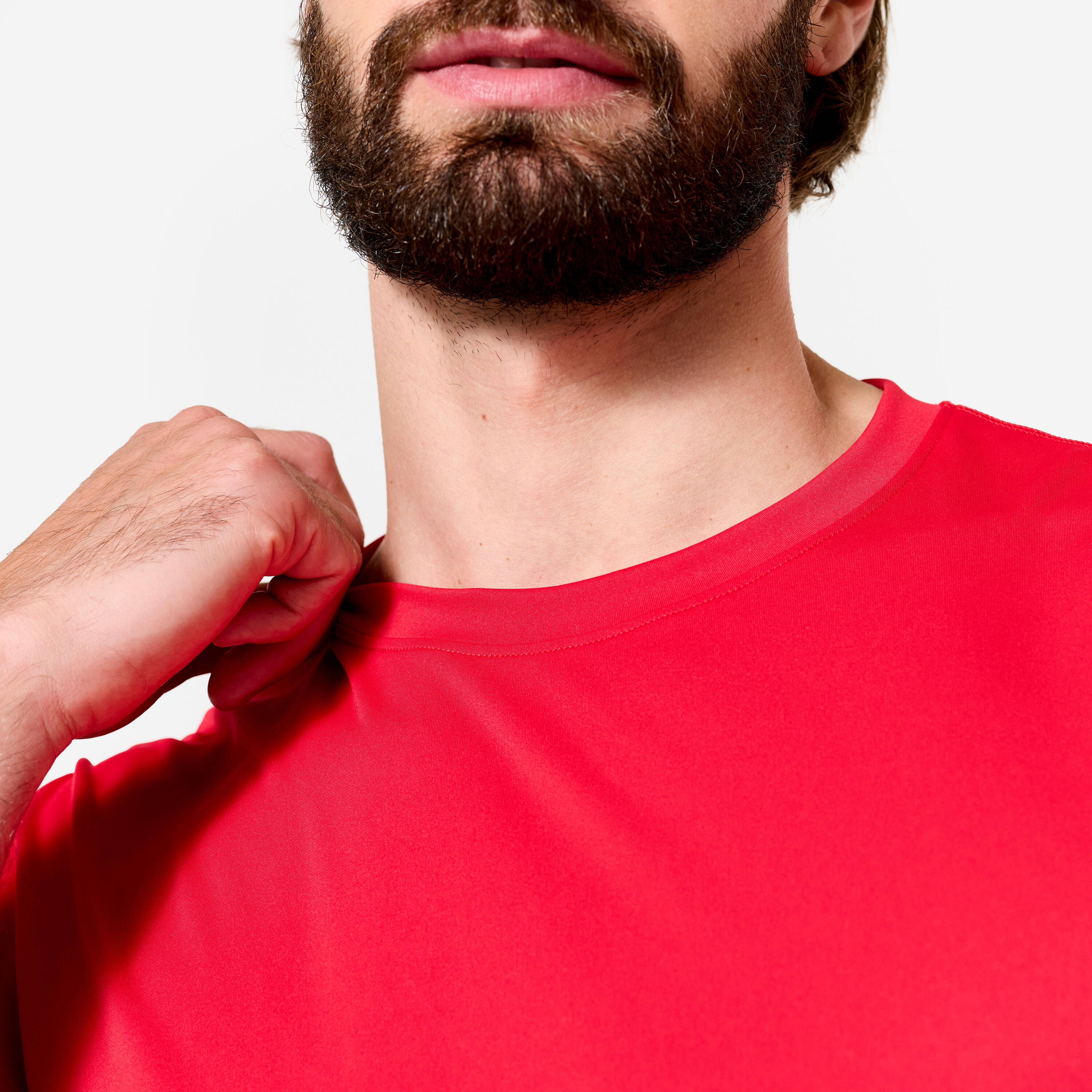 Men's Breathable Short-Sleeved Crew Neck Fitness T-Shirt - Passion Red -  4