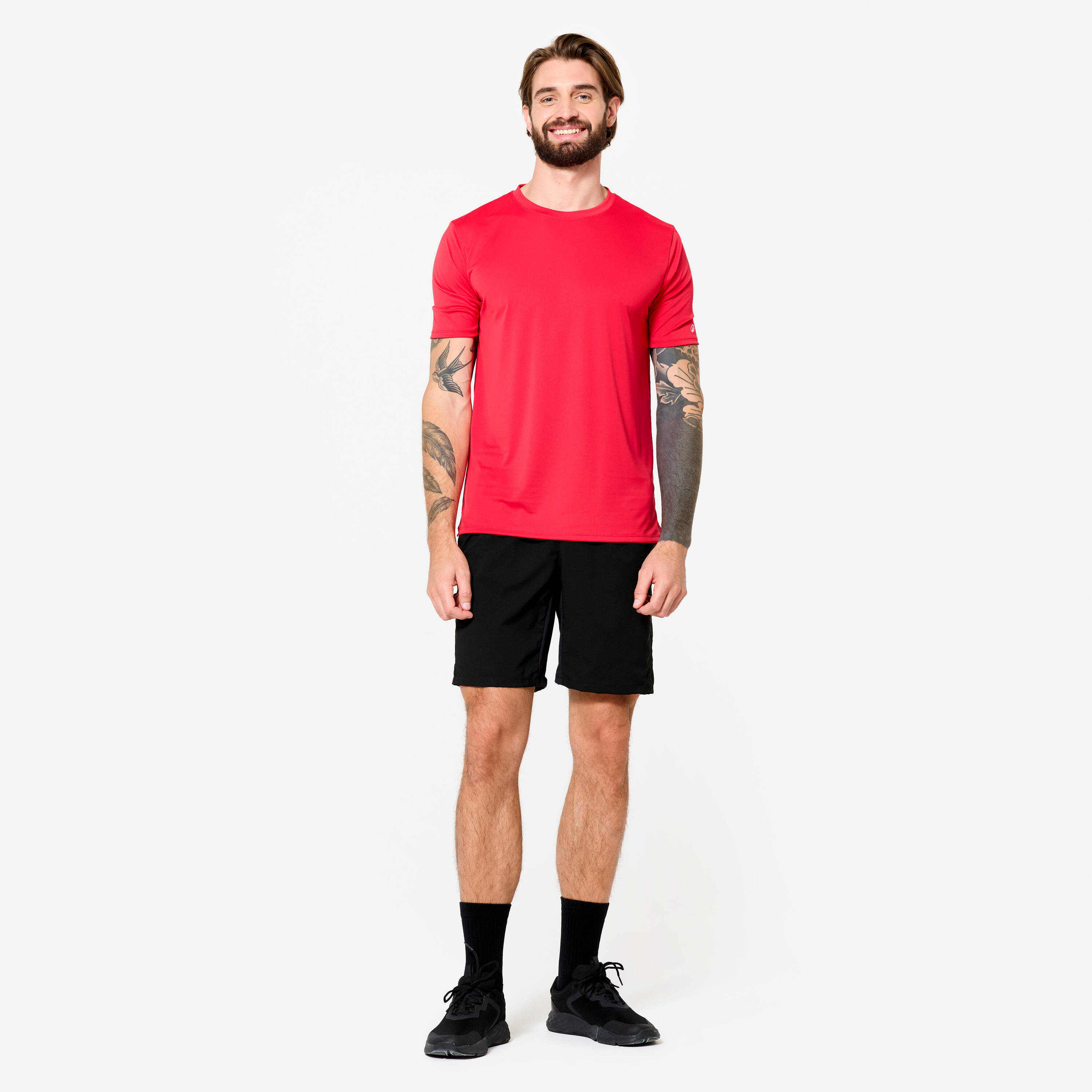 Men's Breathable Short-Sleeved Crew Neck Fitness T-Shirt - Passion Red -  3