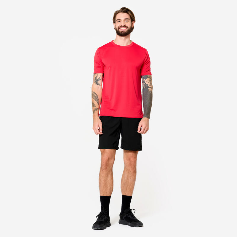 Erkek Kısa Kollu Fitness Tişörtü - Yuvarlak Yakalı - Kırmızı