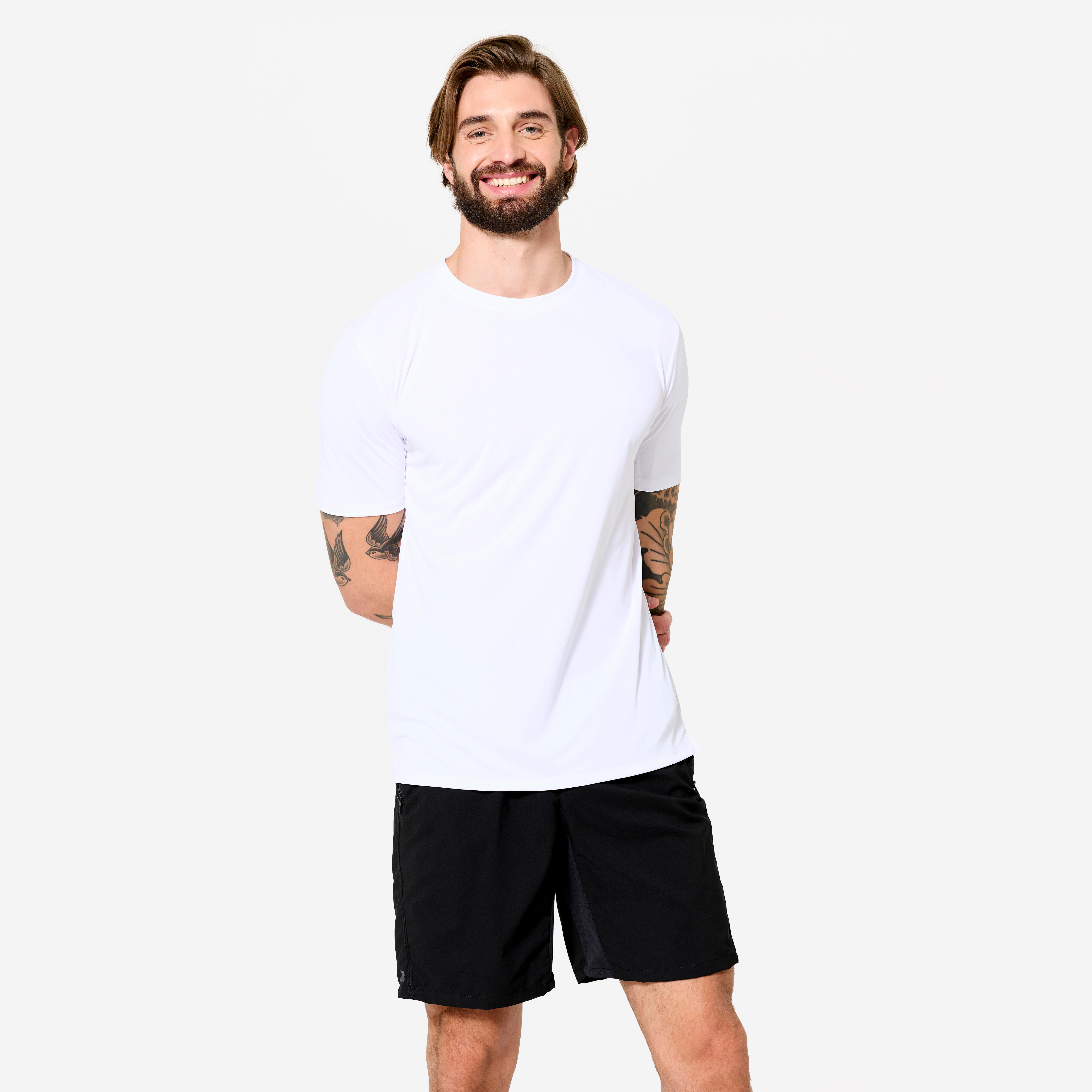 DOMYOS T-shirt de fitness stretch homme, blanc -