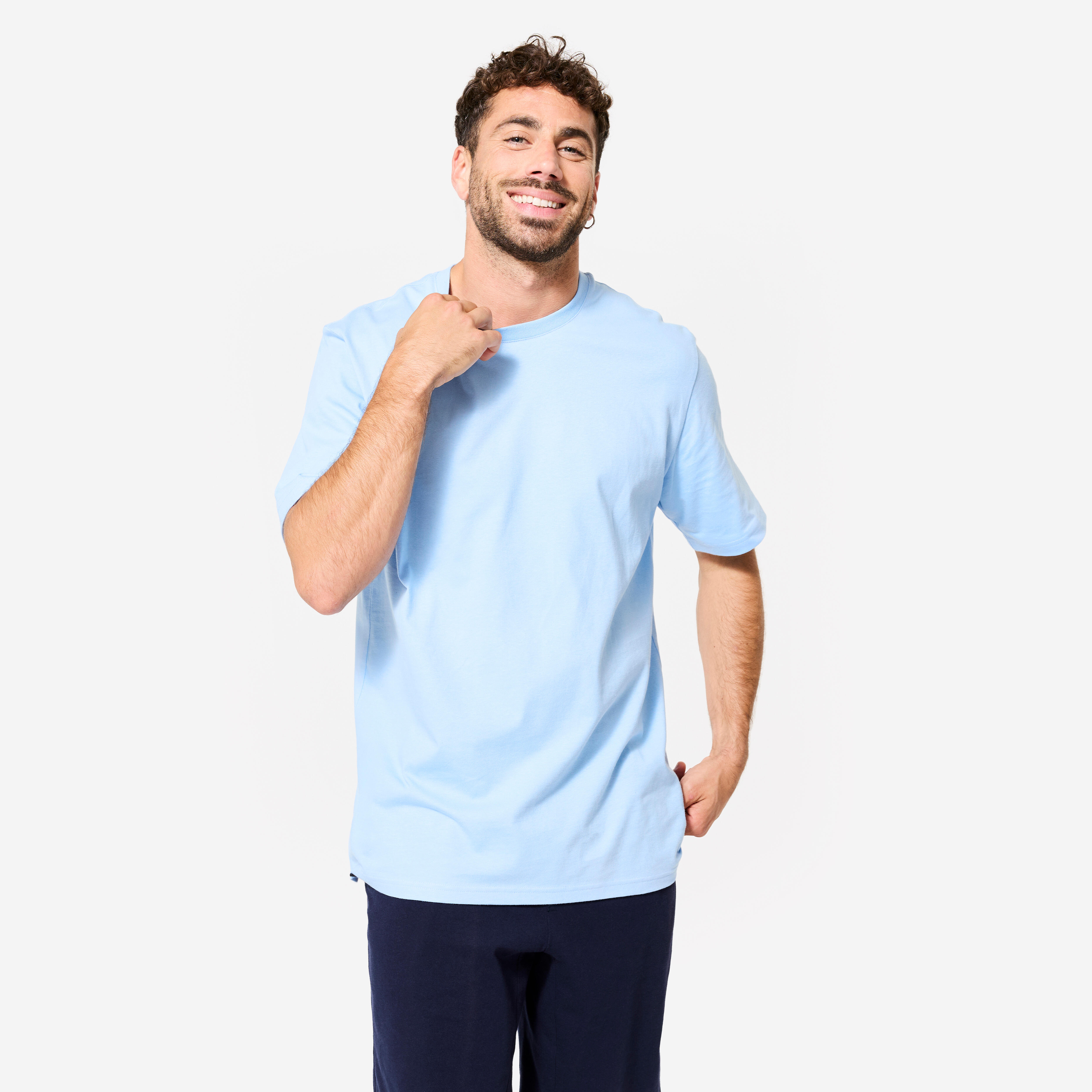Men's Short-Sleeved Crew-Neck Fitness T-Shirt - Light Blue