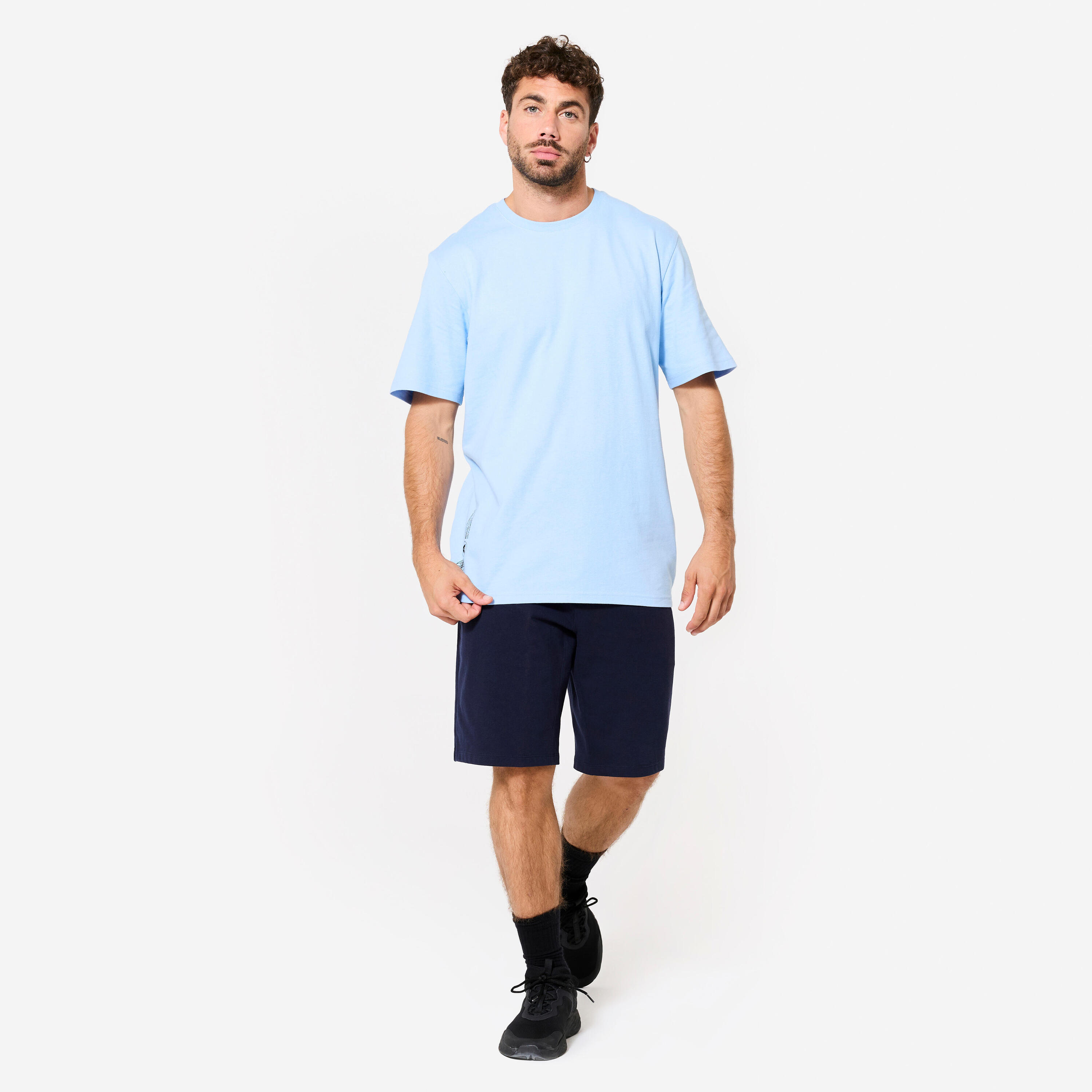 T-shirt uomo palestra regular fit cotone celeste 2/6