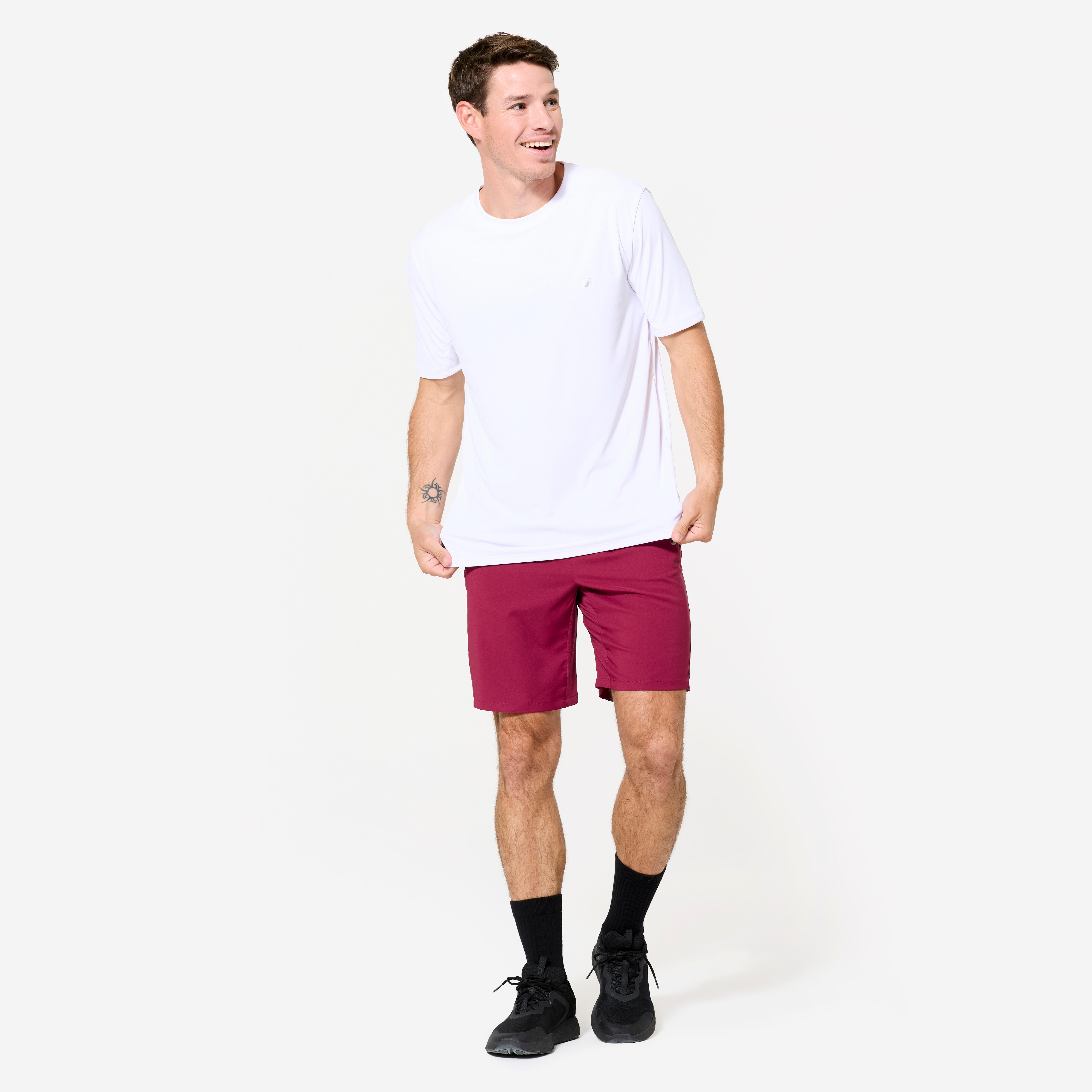 Men Gym Shorts Stretchable, Quick Dry with Zip Pockets - Cherry Purple