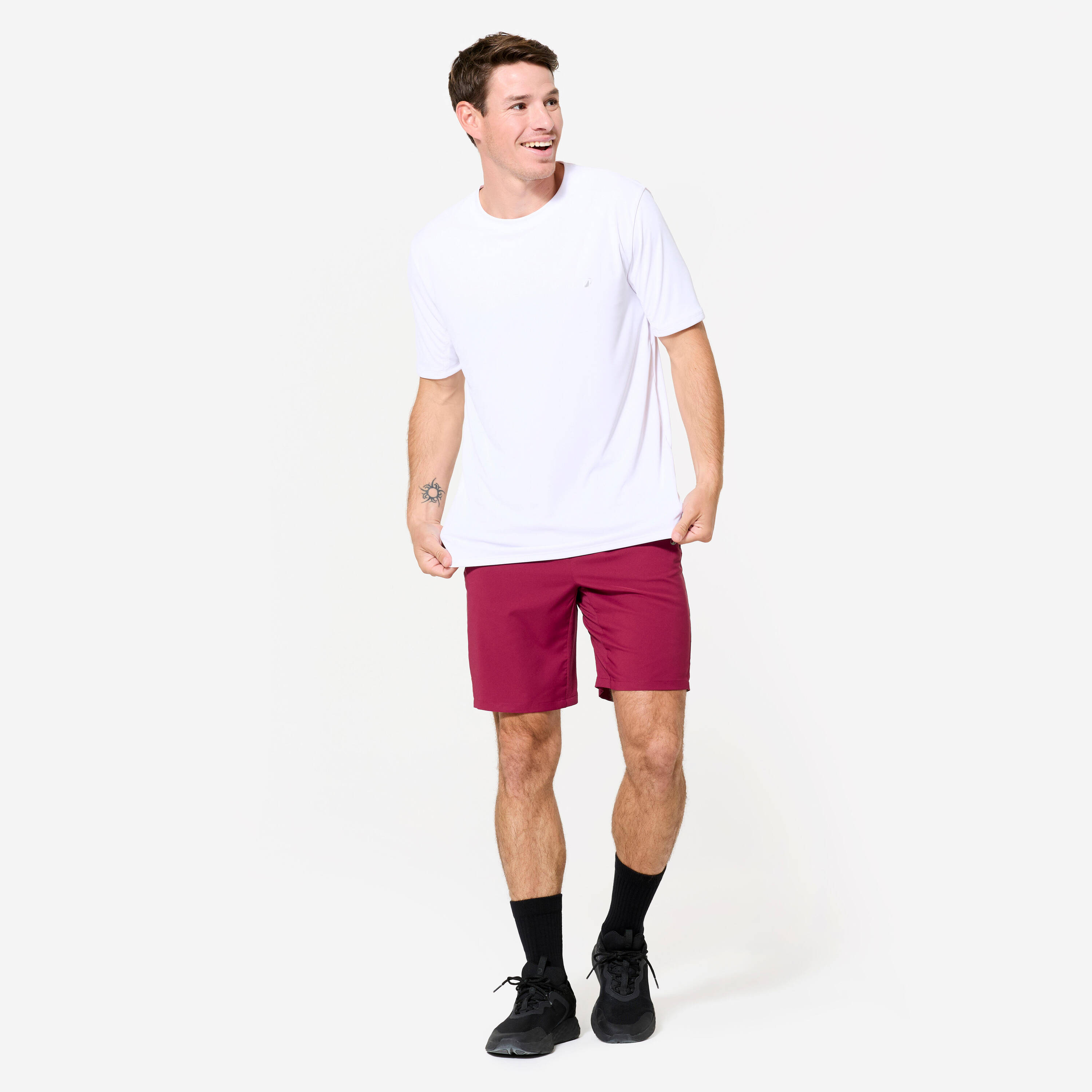 Men Gym Shorts Stretchable, Quick Dry with Zip Pockets - Cherry Purple -  3