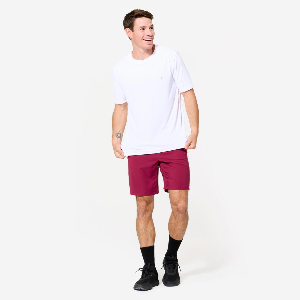 Men's Breathable Zipped Pockets Fitness Shorts - Cherry Purple