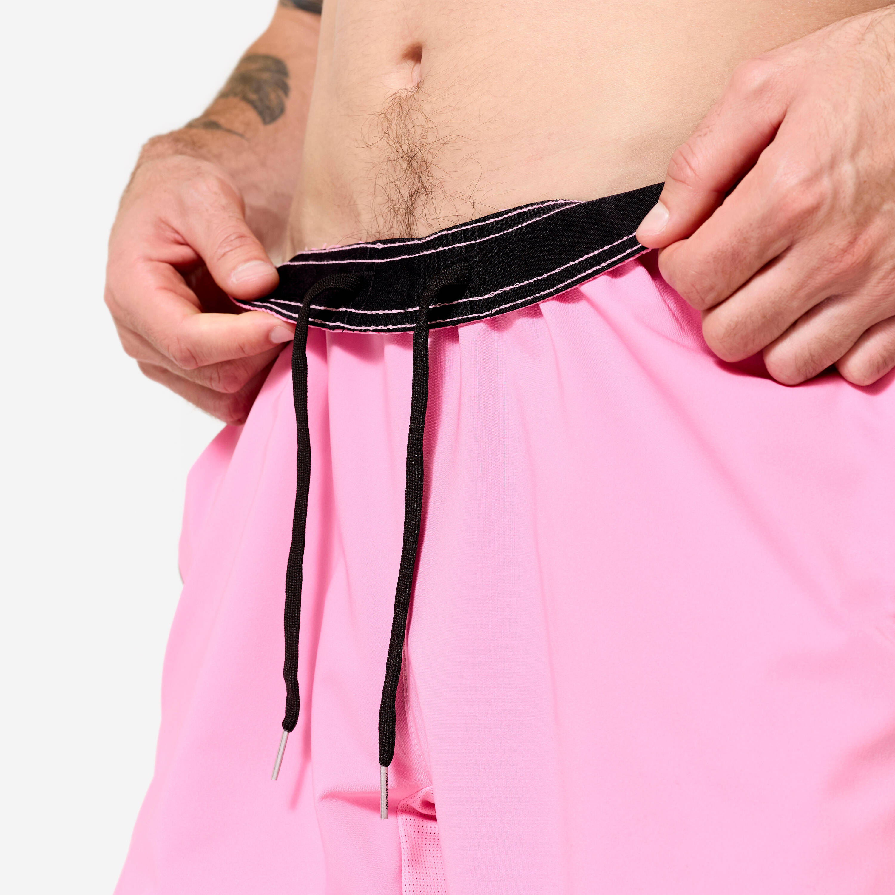 Men Gym Shorts Stretchable, Quick Dry with Zip Pockets - Begonia Pink -  4