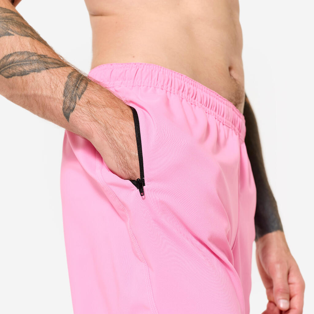 Men's Breathable Zipped Pockets Fitness Shorts - Cherry Purple