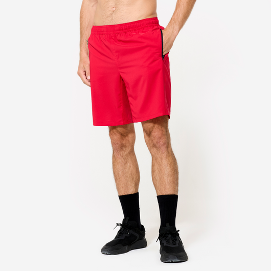 Short de fitness respirant poches zippées homme, rouge passion