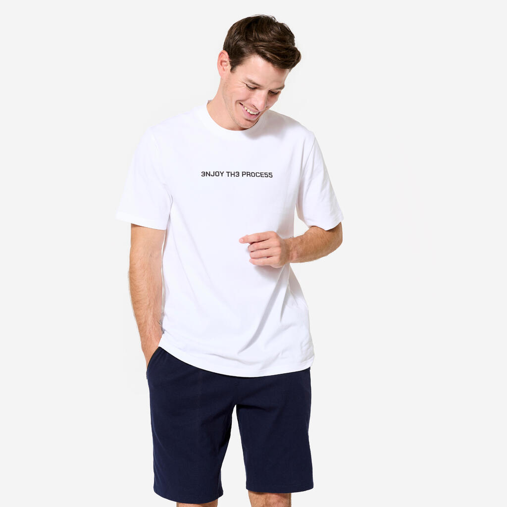 T-shirt de fitness regular en coton homme, blanc ultra