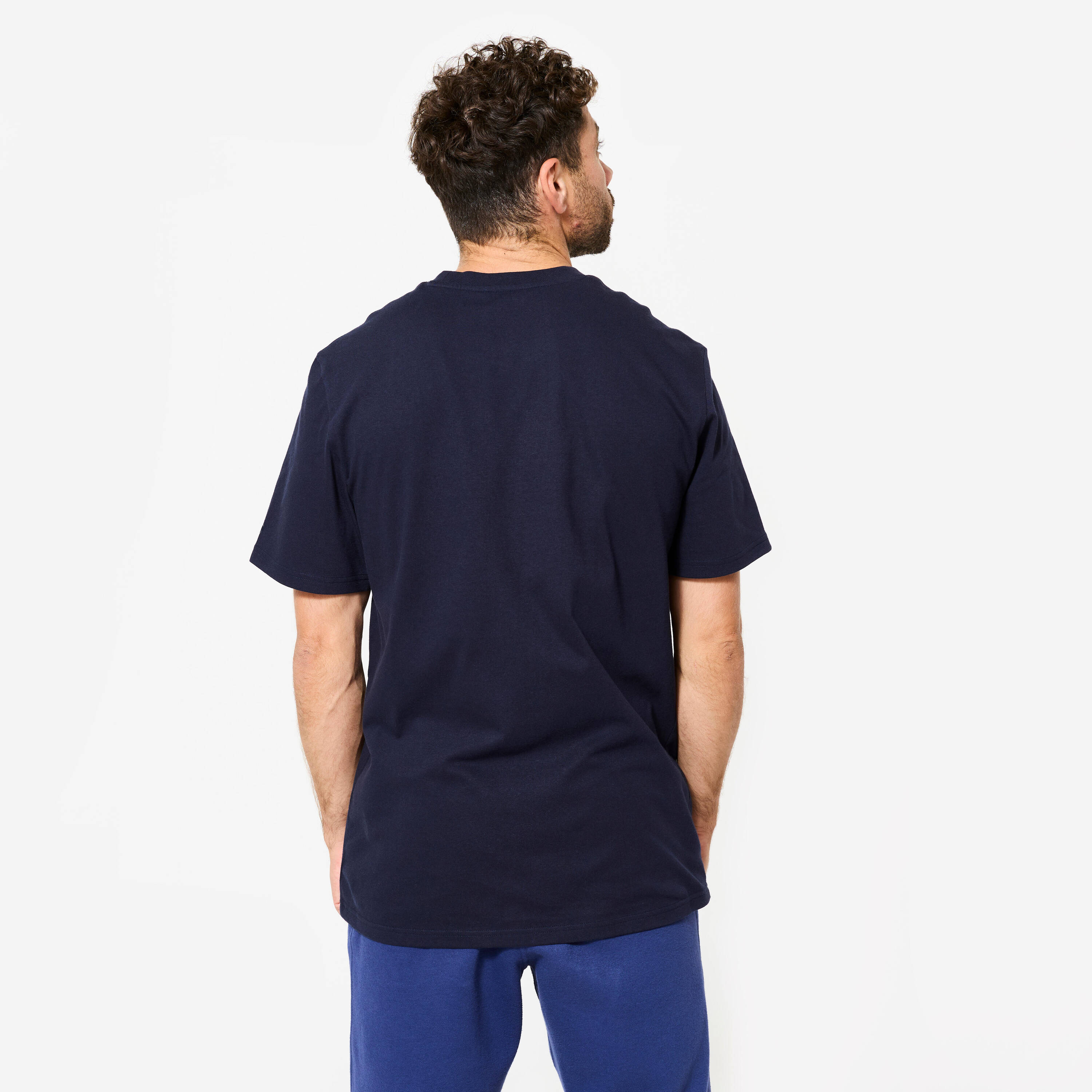 Men's Regular Cotton Fitness T-Shirt - Blue/Black -  5
