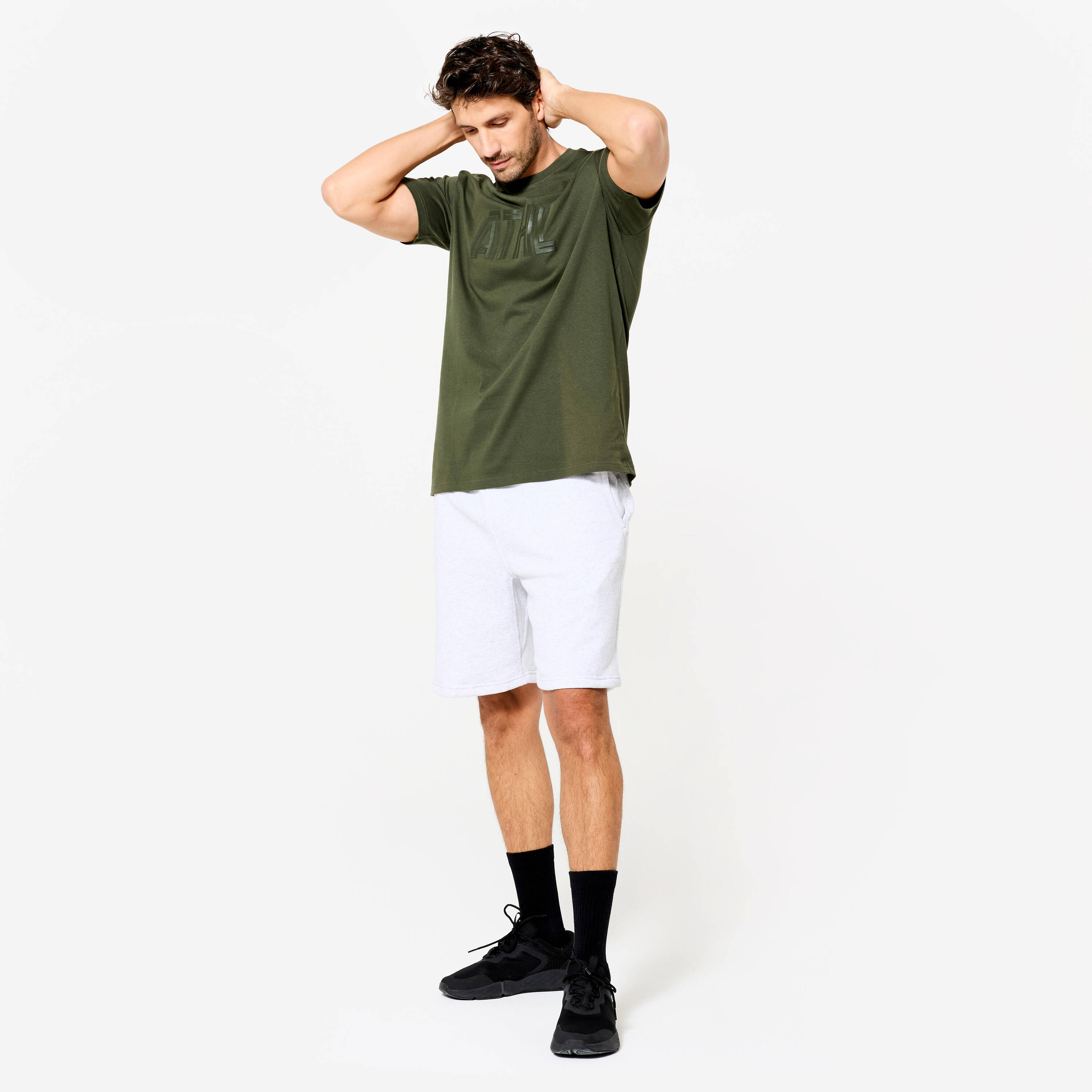Men's Regular Cotton Fitness T-Shirt - Khaki Green -  2