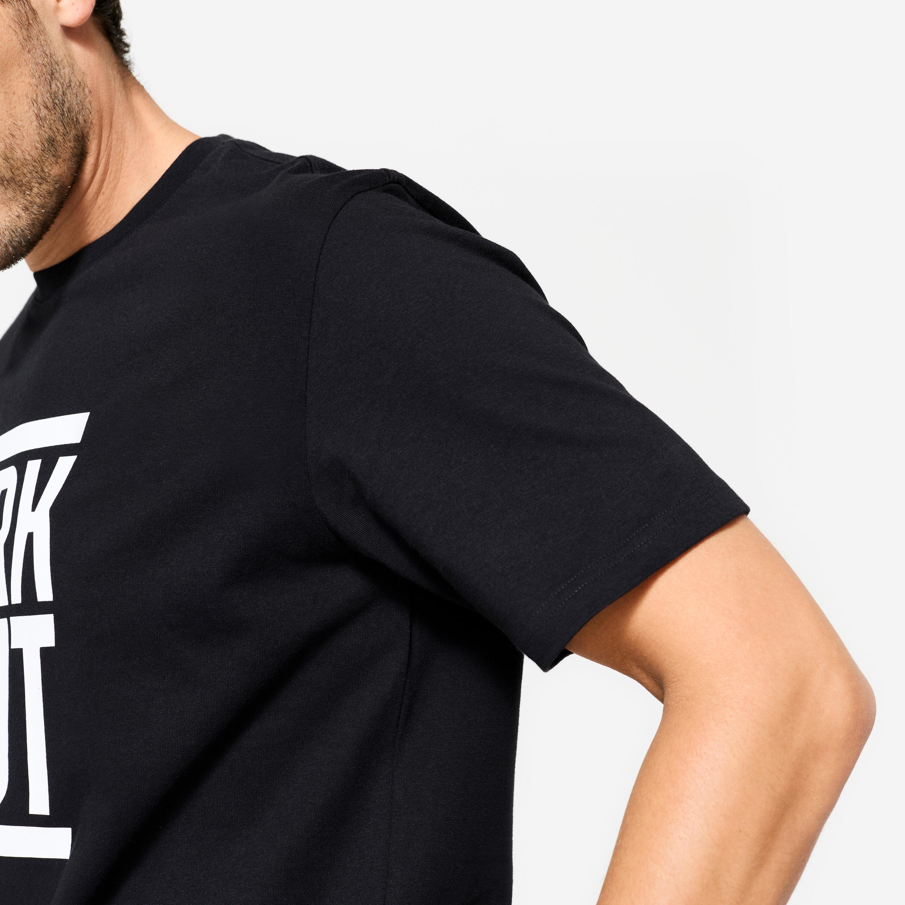 T-shirt de fitness regular en coton homme, noir ultra 6/8