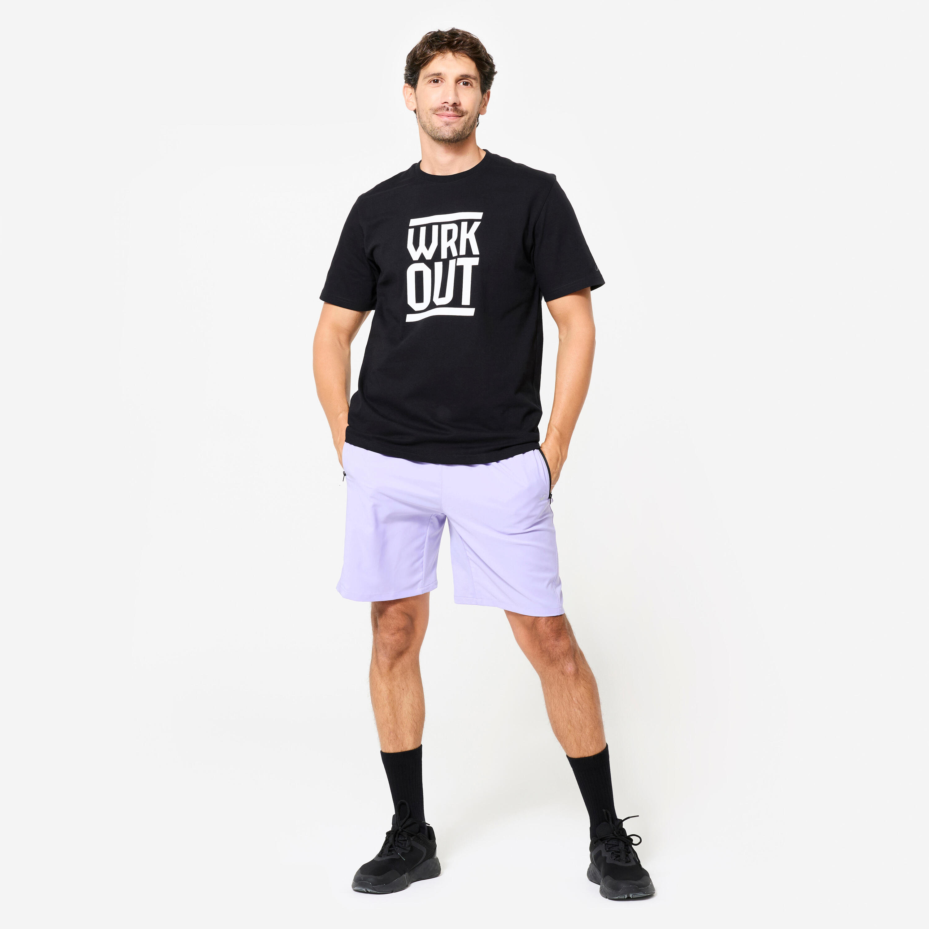 T-shirt de fitness regular en coton homme, noir ultra 2/8