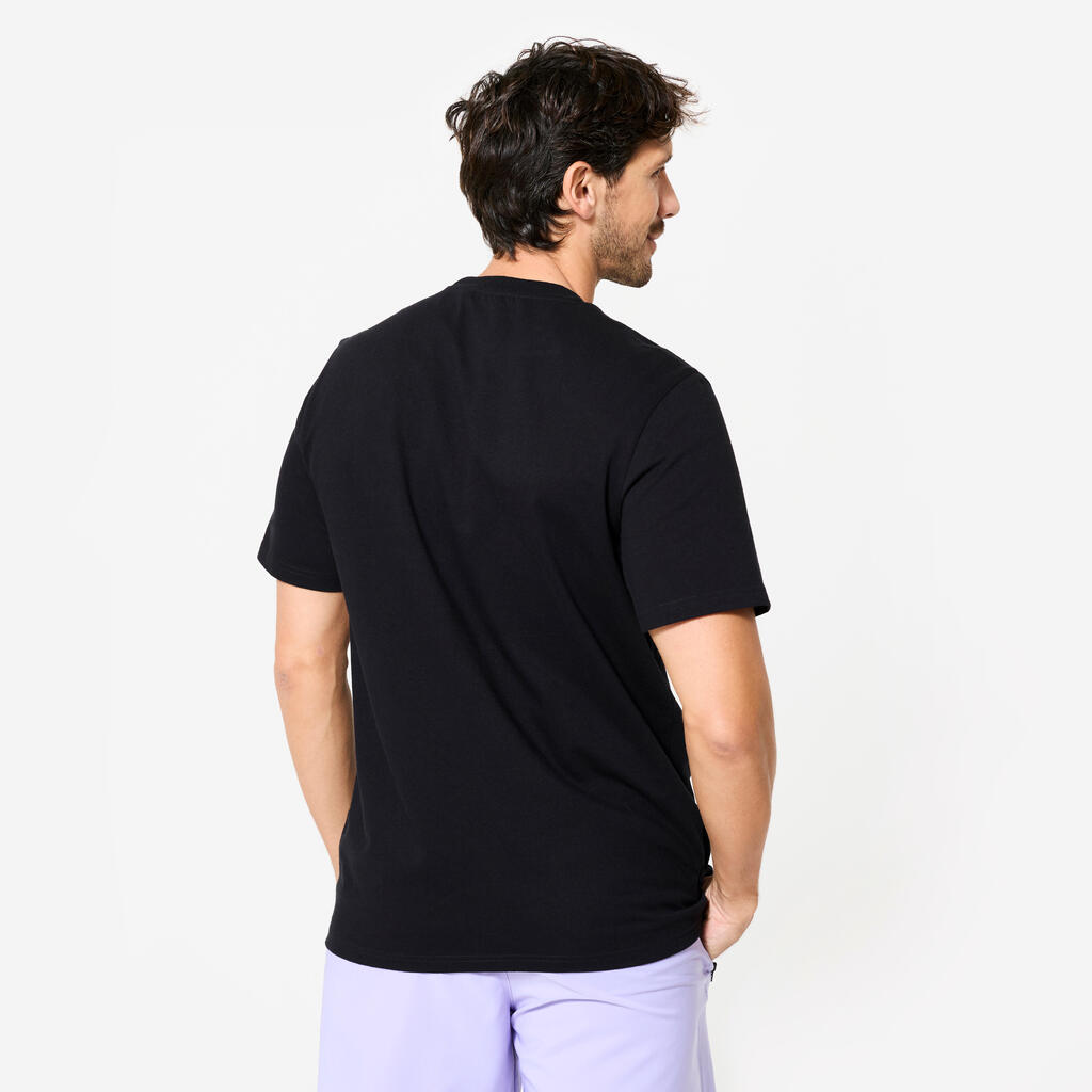 Playera de fitness de corte regular de algodón negra para hombre