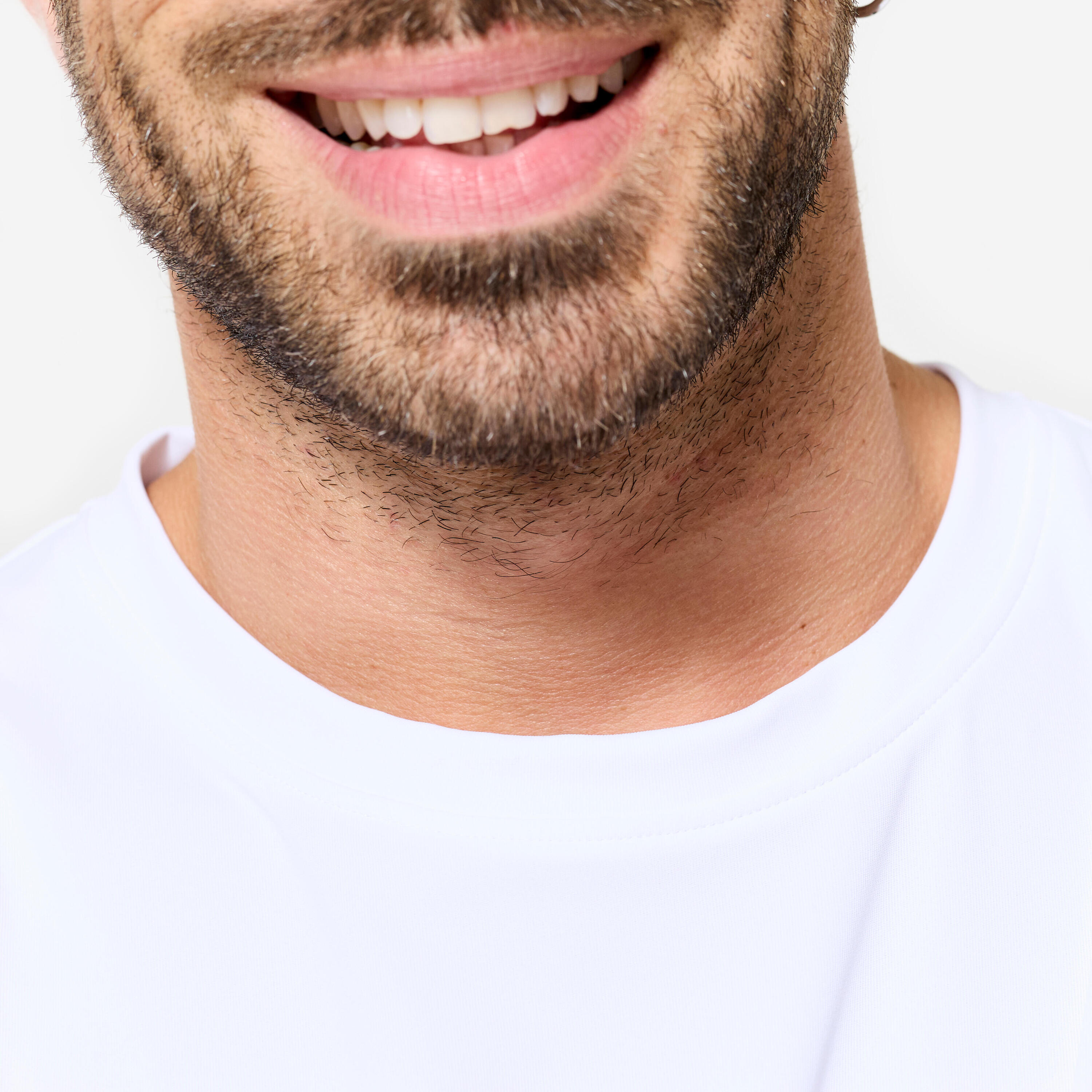 Playera de fitness sin mangas con cuello redondo blanca para hombre 5/6