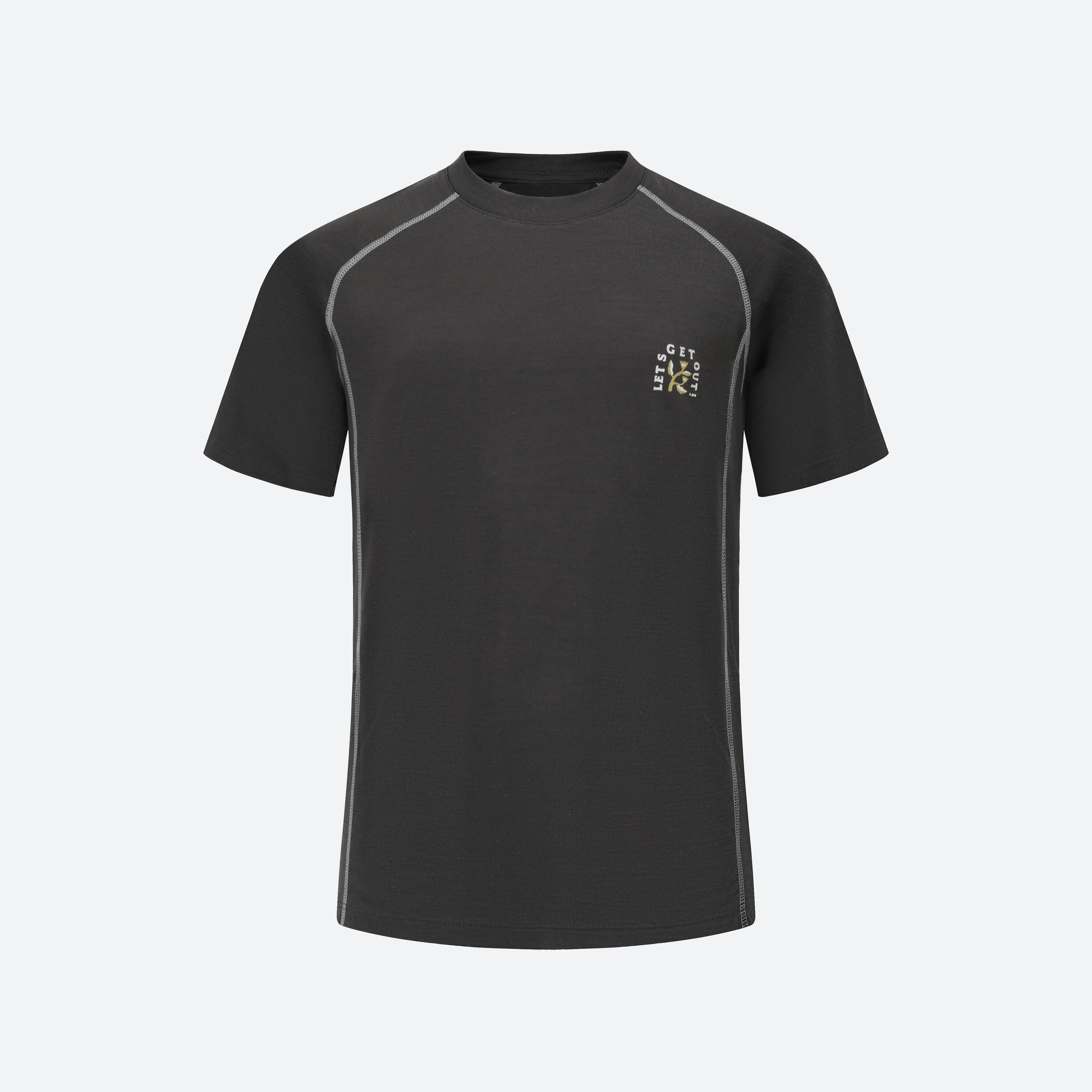 QUECHUA Merino wandel T-shirt kinderen 7-15 jaar MH900 grijs