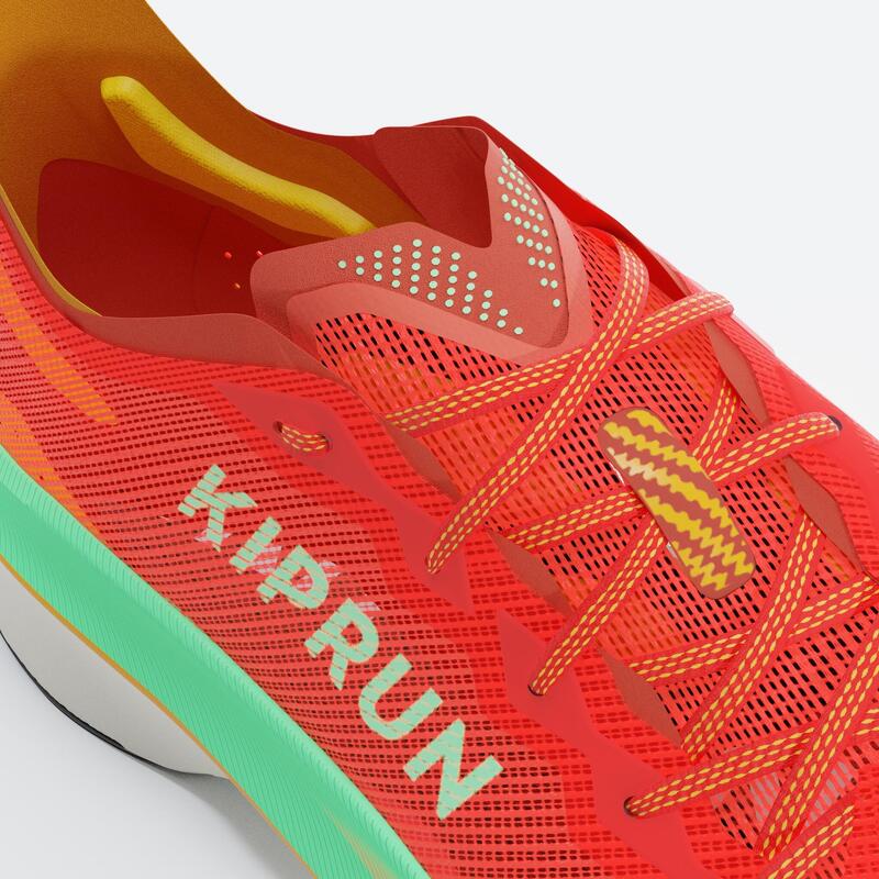 Sapatilhas de Corrida com Placa de Carbono Homem Kiprun KD900X LD2 Laranja/Verde