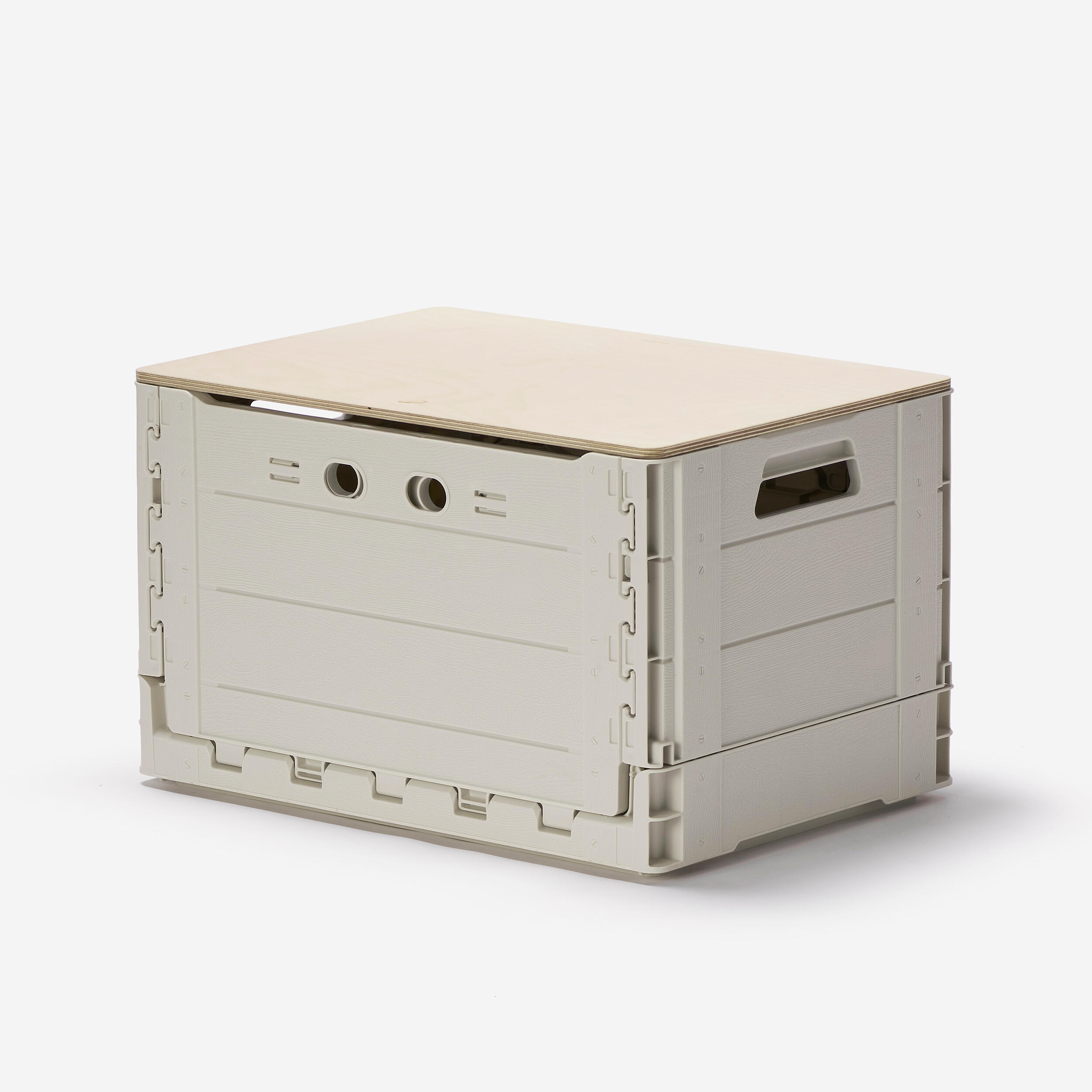 Folding 49L Camping Storage Box with Wooden Table Top