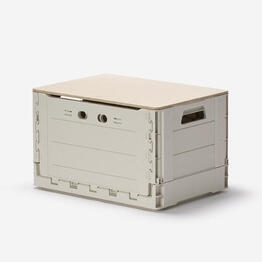 Boîte de rangement de camping pliable 49L avec table plateau bois
