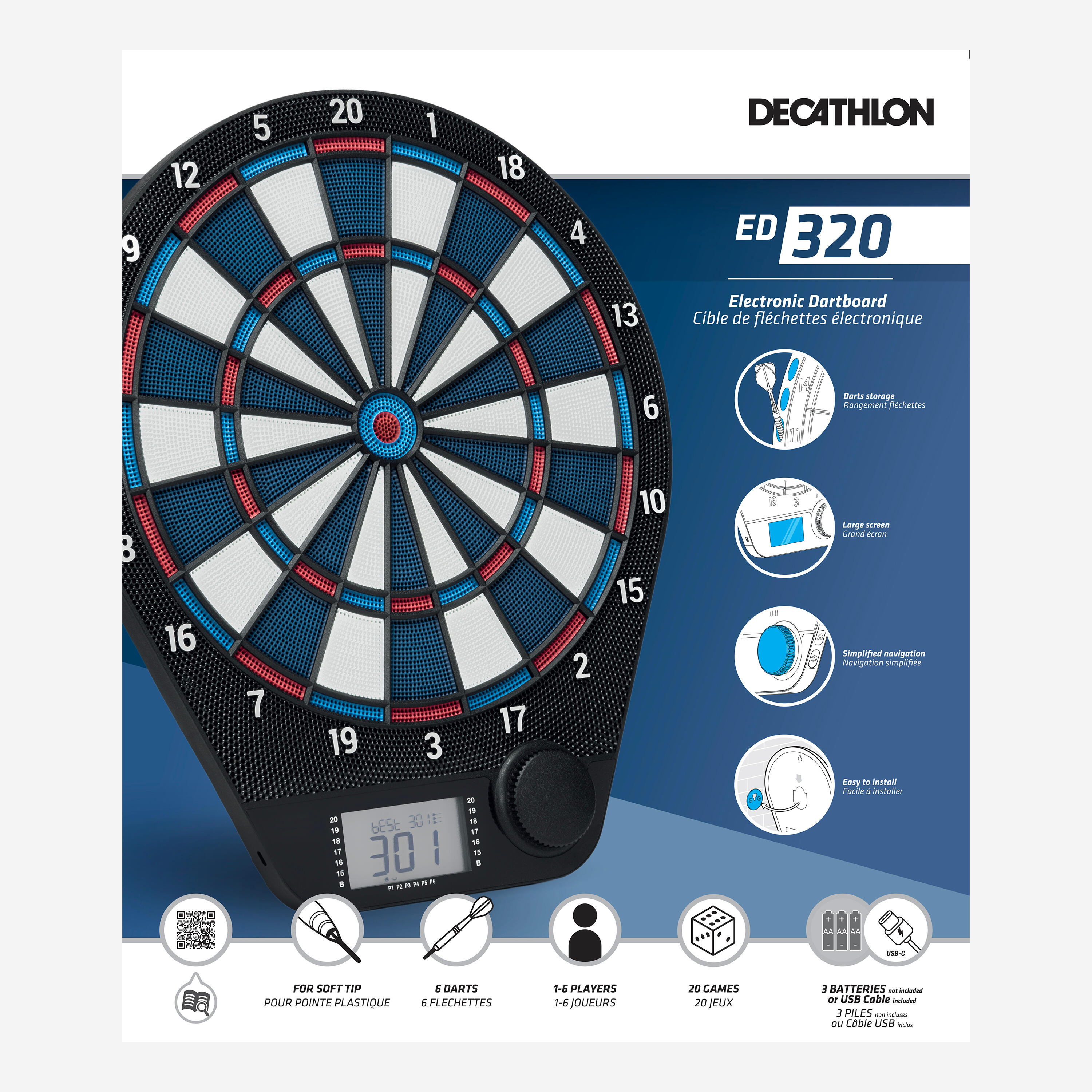 Cible de fléchettes électronique - ED 320 - DECATHLON