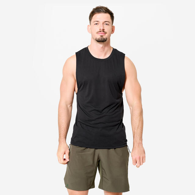 DOMYOS POLERA CROSS TRAINING HOMBRE CUELLO REDONDO NEGRO
