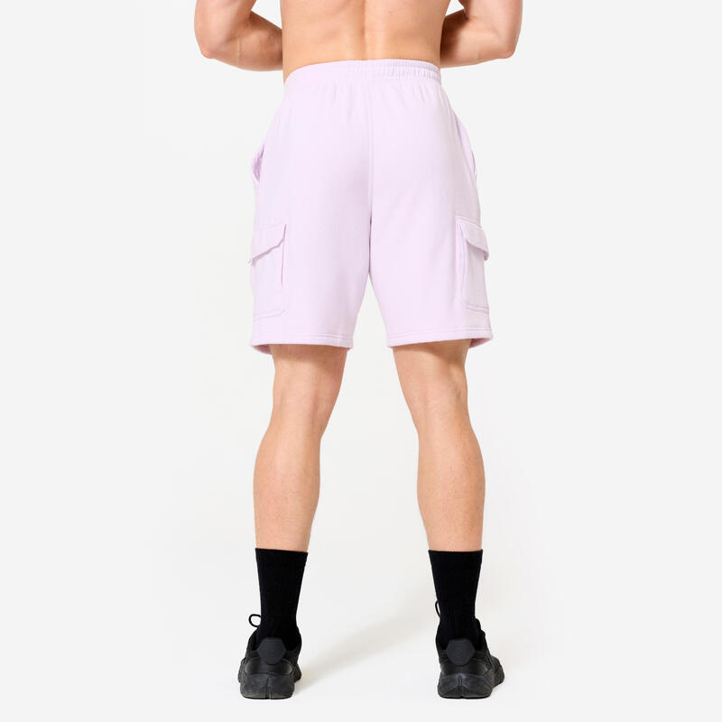 Short de fitness cargo en molleton homme, violet