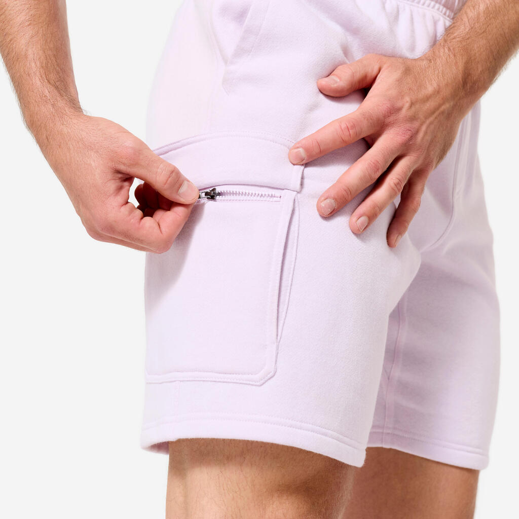 Men's Brushed Jersey Cargo Fitness Shorts - Purple