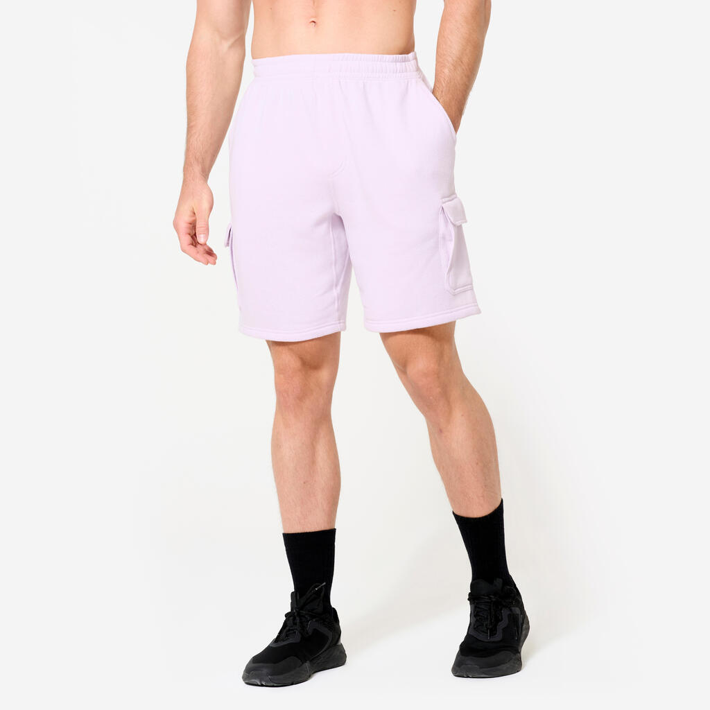 Men's Brushed Jersey Cargo Fitness Shorts - Purple