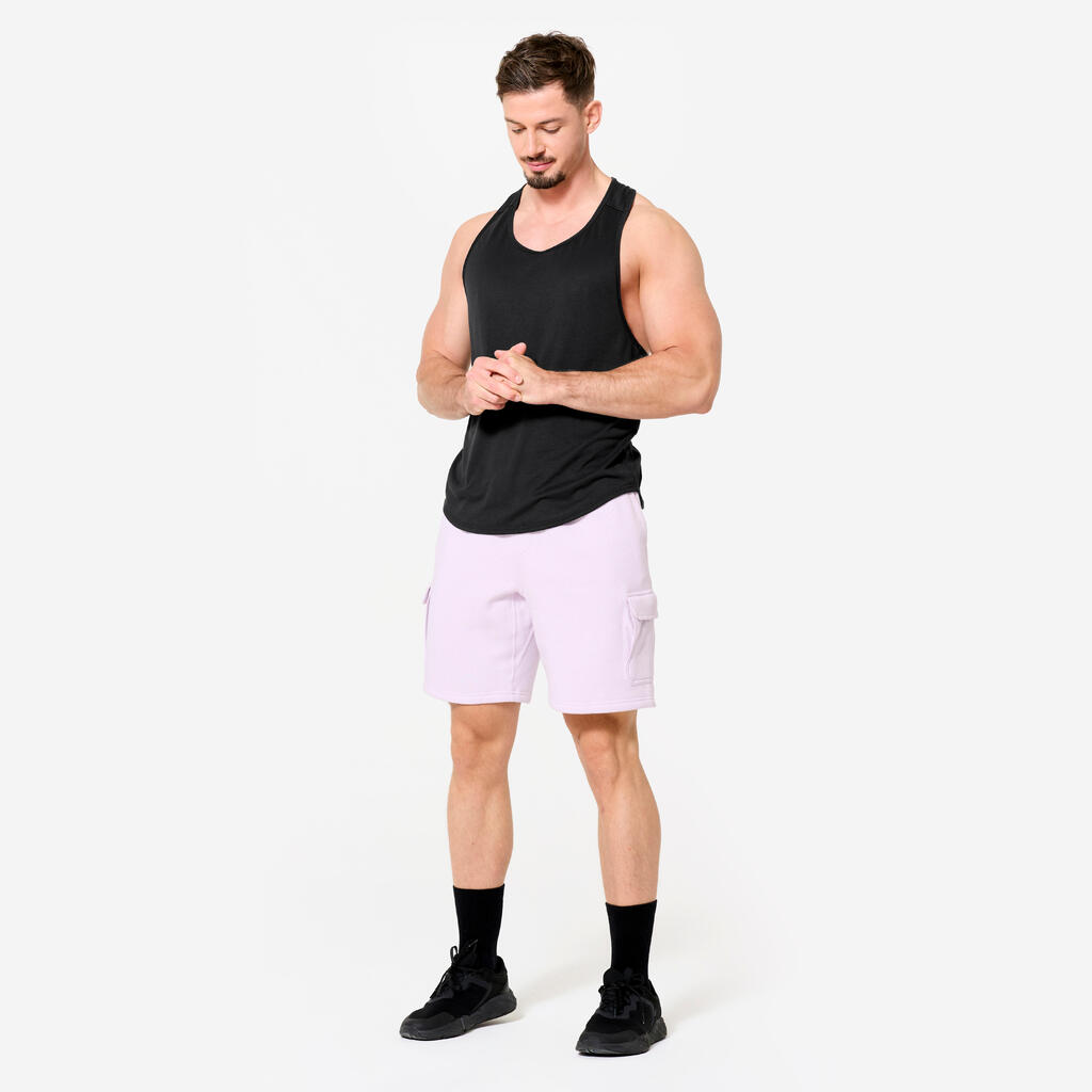 Men's Brushed Jersey Cargo Fitness Shorts - Purple