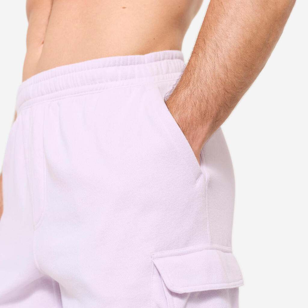 Men's Brushed Jersey Cargo Fitness Shorts - Purple