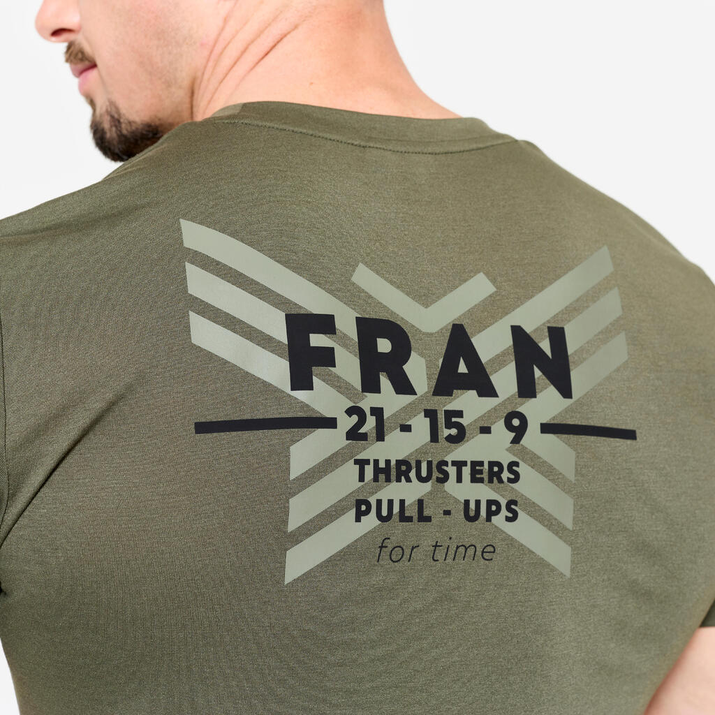 T-shirt de cross training slim respirant homme, kaki