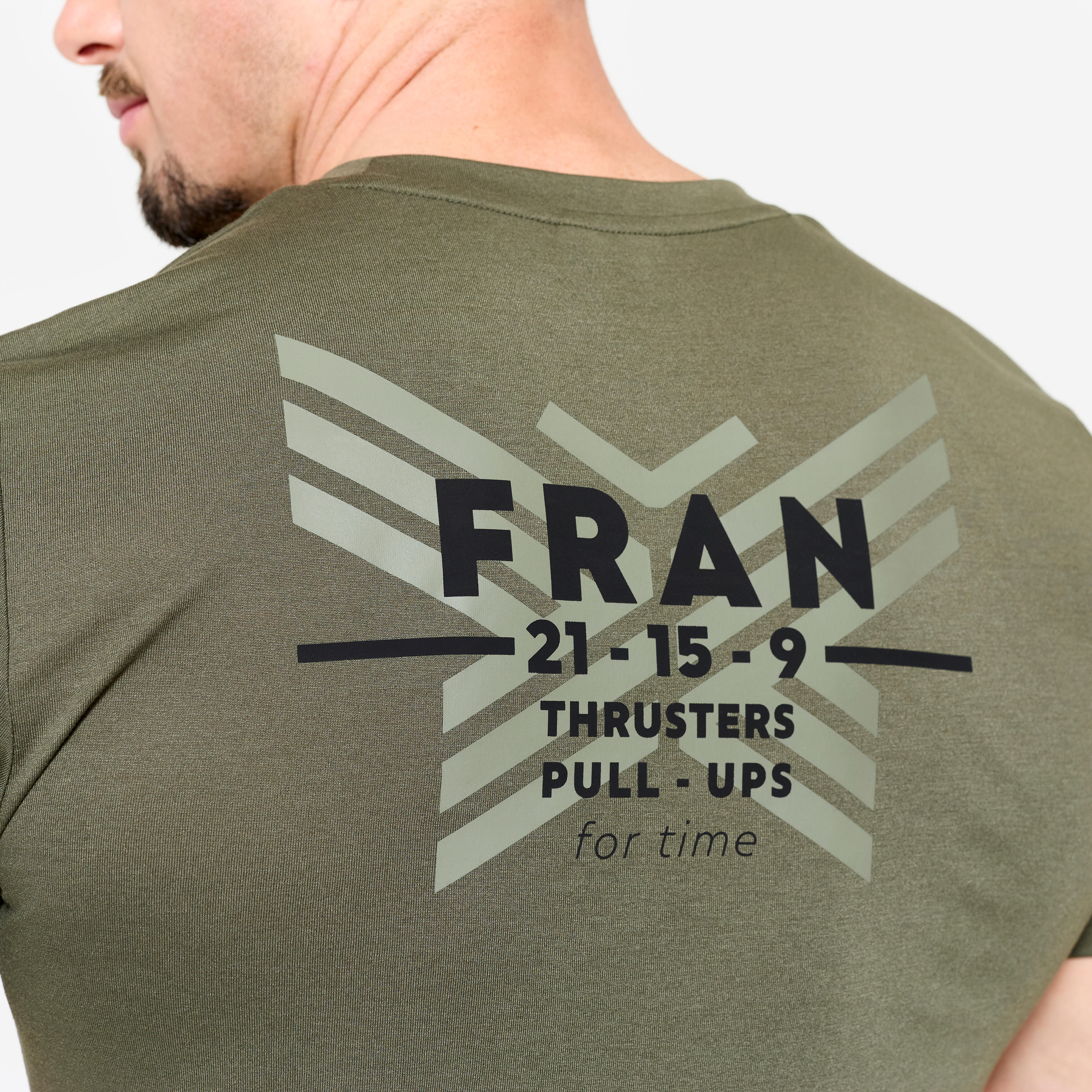Men's Slim-Fit Breathable Cross Training T-Shirt - Khaki - DOMYOS