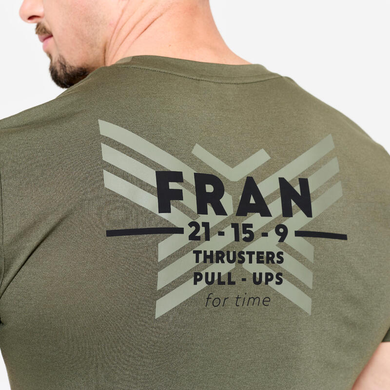 Tricou cross-training respirant slim Kaki Bărbați
