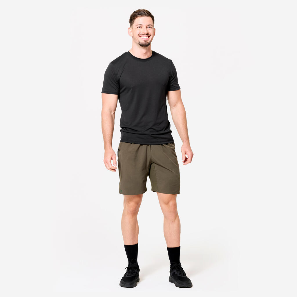 Playera de cross training de corte slim transpirable caqui para hombre