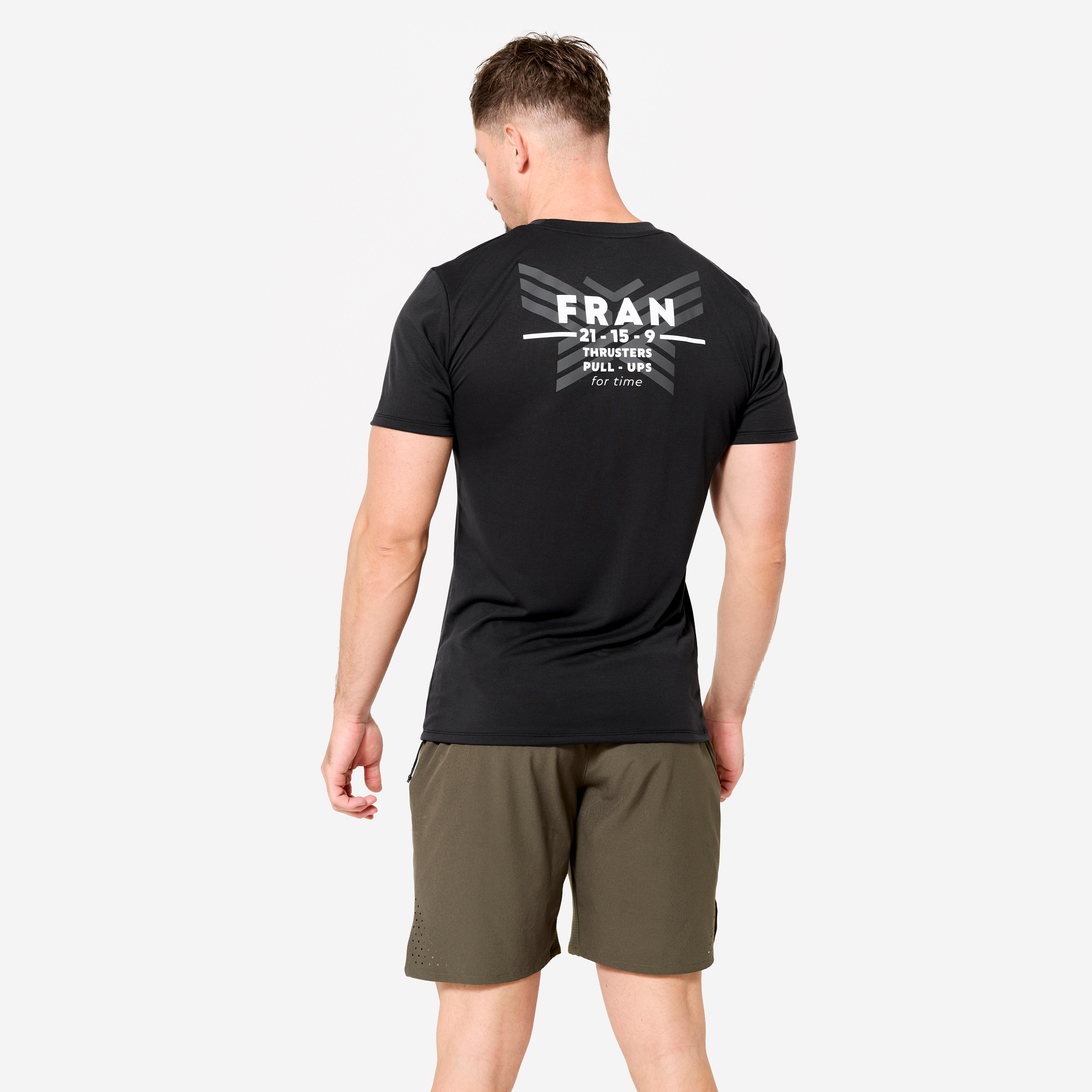 Men's Slim-Fit Breathable Cross Training T-Shirt - Black - DOMYOS