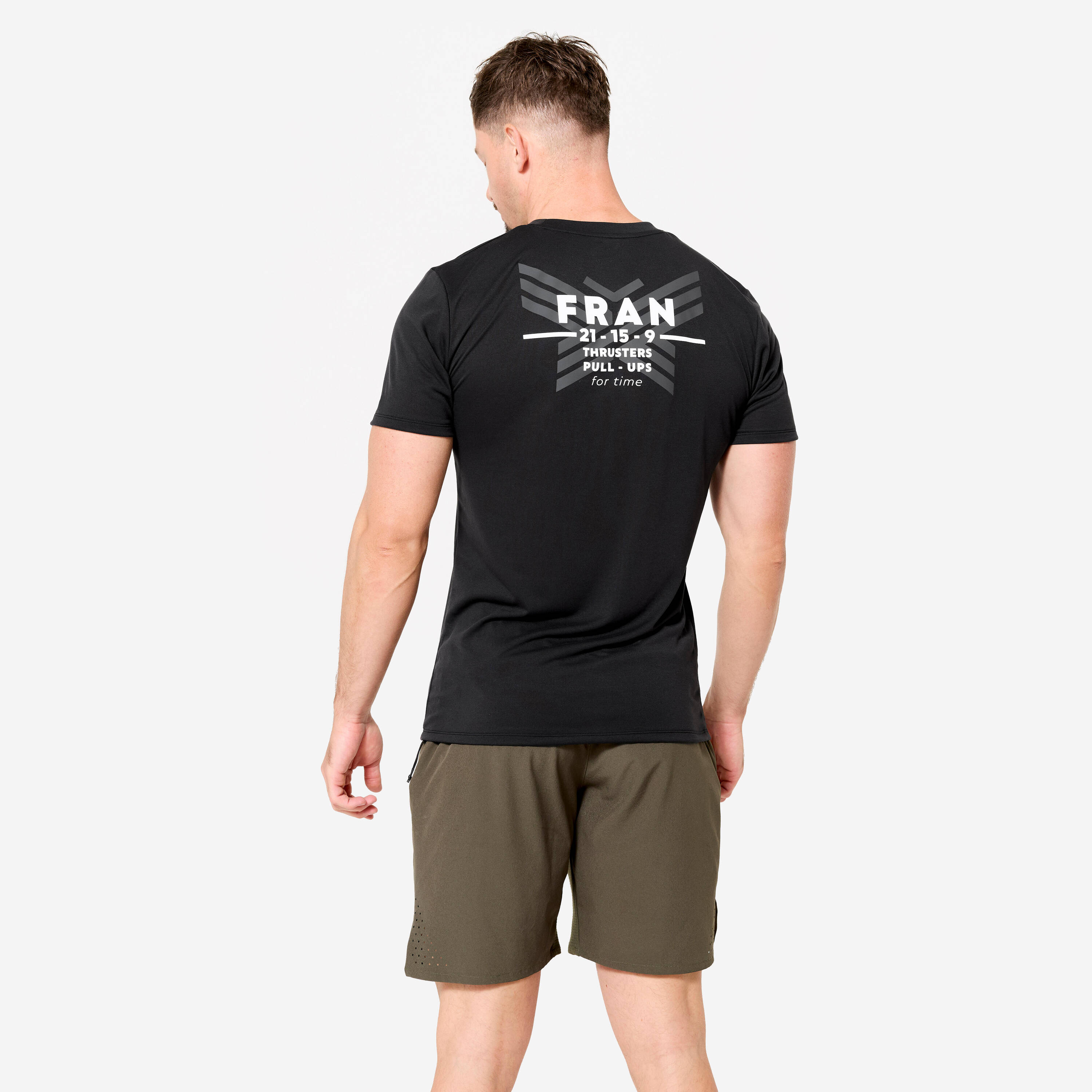 Men's Slim-Fit Breathable Cross Training T-Shirt - Smoked Black -  5