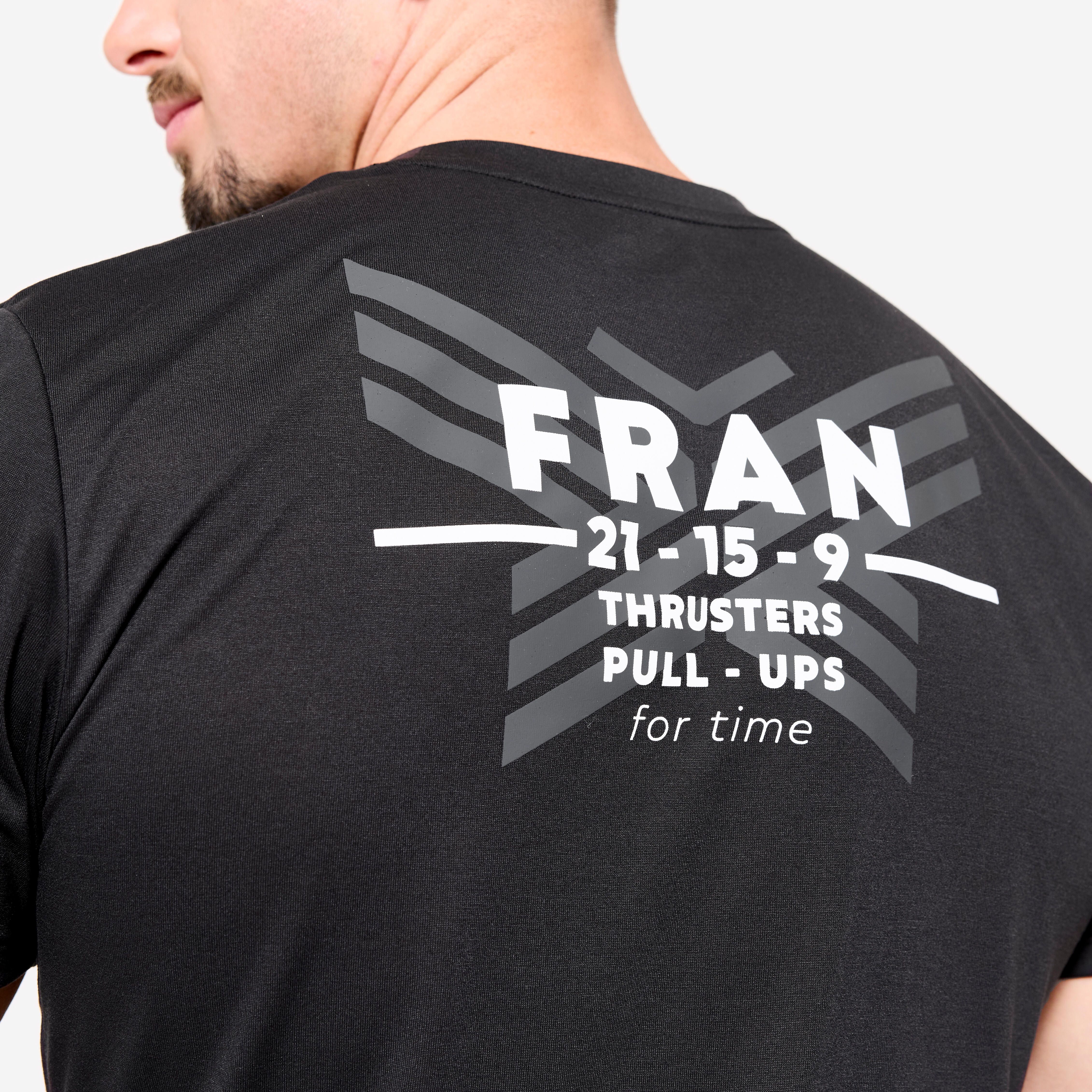 T-shirt de cross training slim respirant homme - noir - DOMYOS