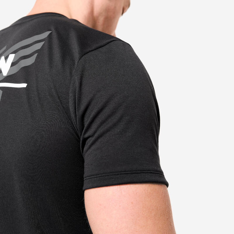 Tricou cross-training respirant slim Negru Bărbați