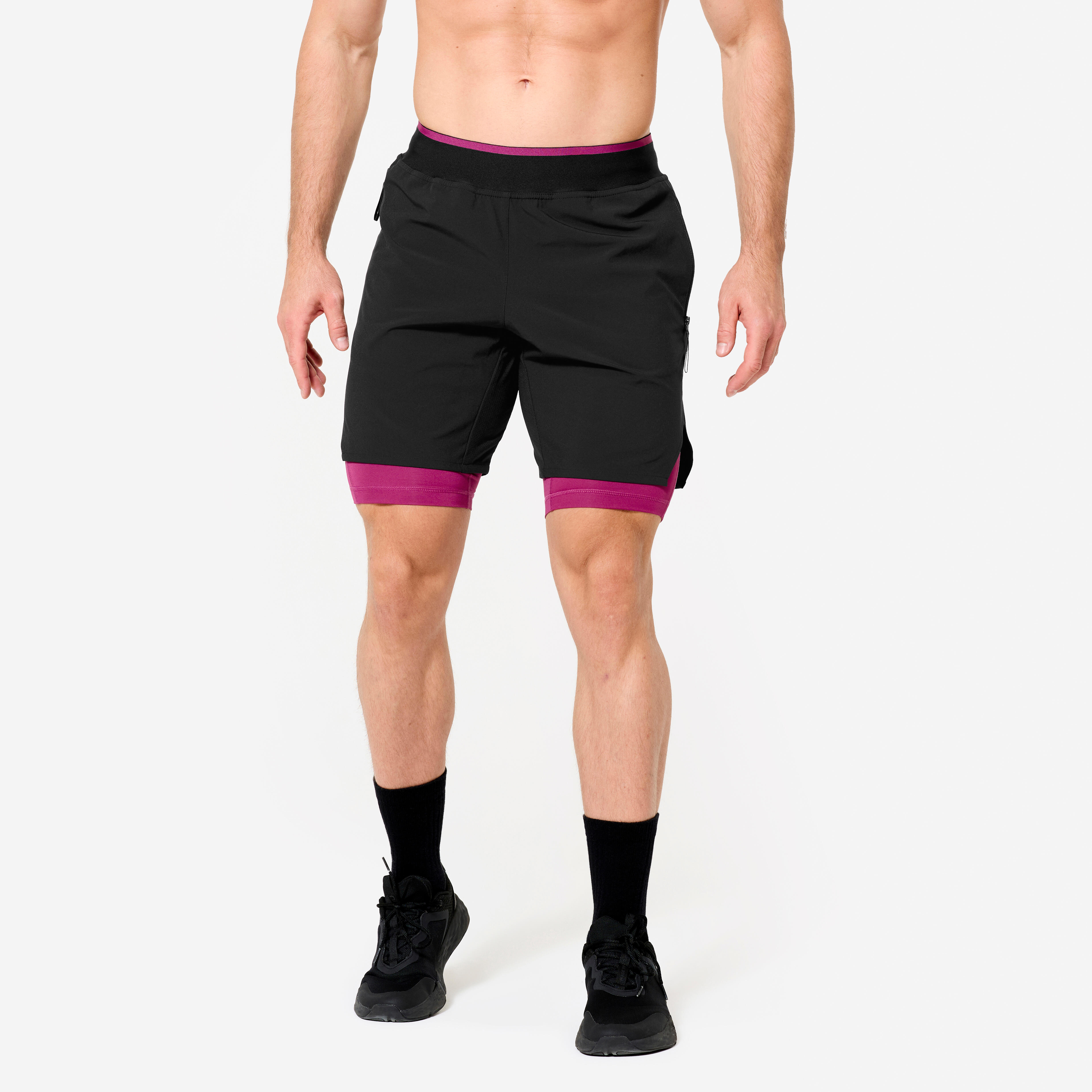 Pantalon scurt respirant Fitness cardio CELLIANT Gri Bărbați