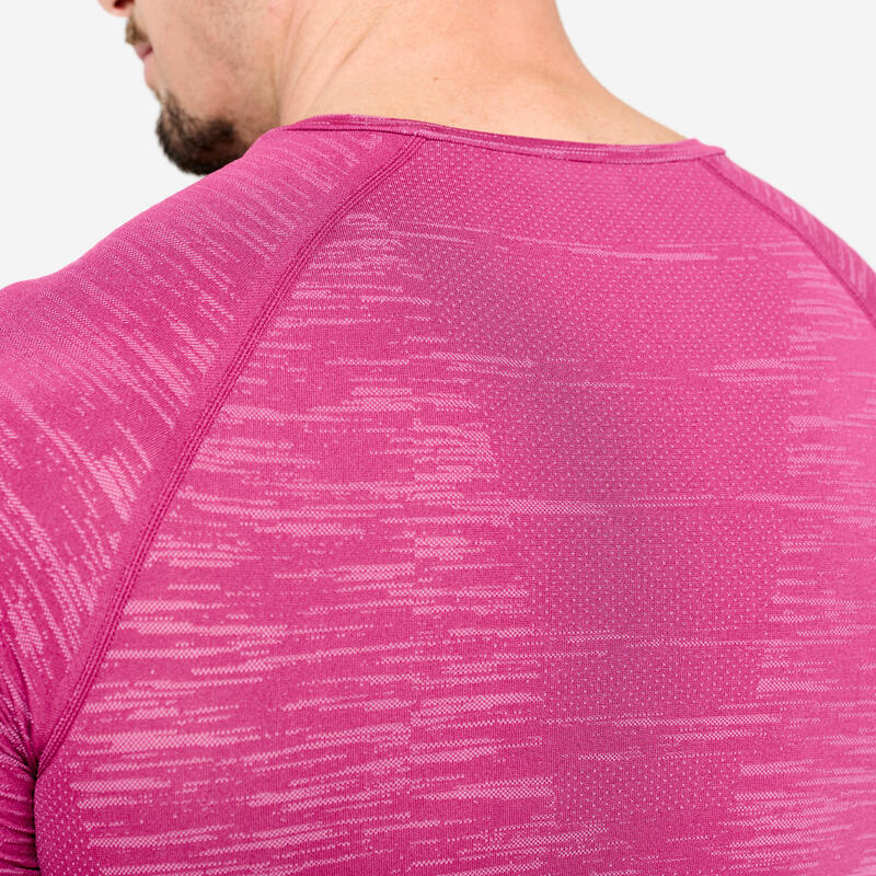 T-shirt de musculation compression manches courtes col rond homme, violet