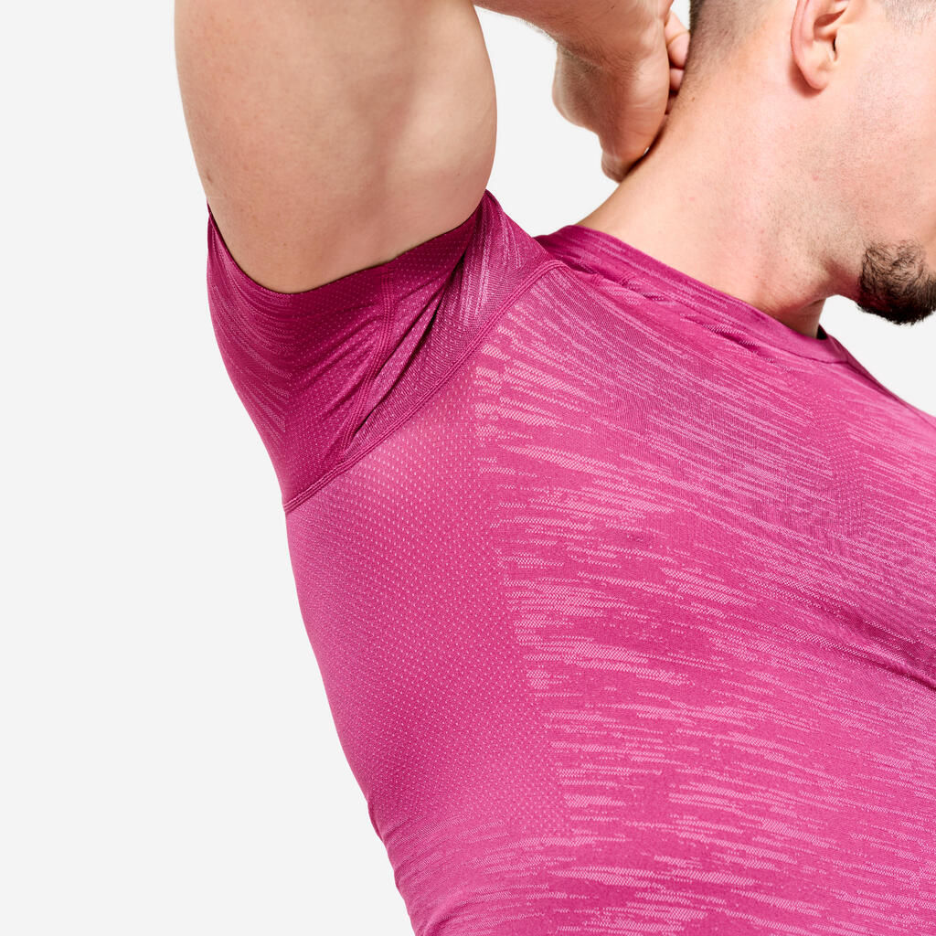 Men's Short-Sleeved Crew Neck Weight Training Compression T-Shirt - Purple