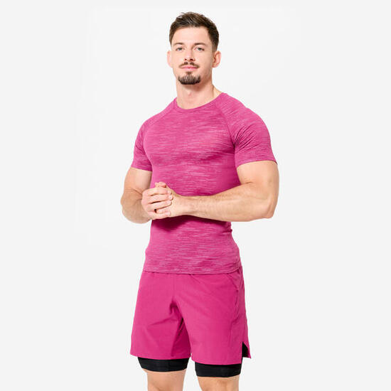 T-shirt uomo palestra compressiva traspirante lilla