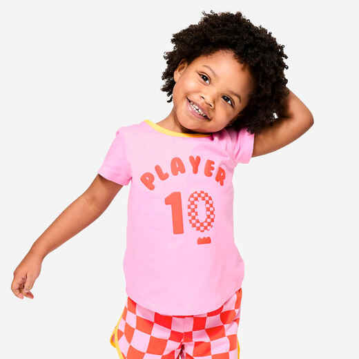 
      T-shirt multisport coton enfant mixte, rose begonia
  